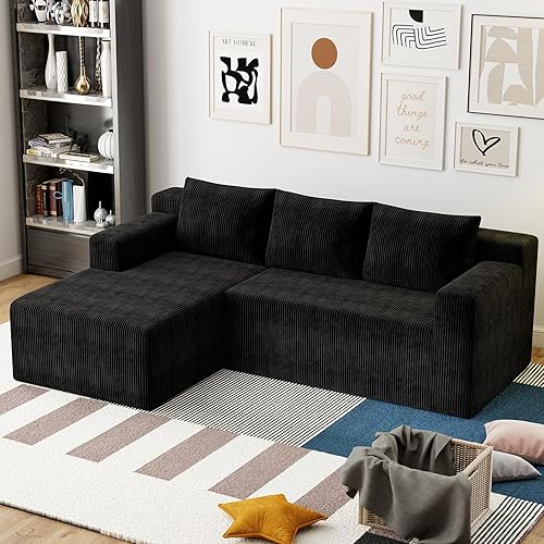 87" Cloud Couch, Boneless Couch for Living Room, Modular Sectional Sofa with Deep Seat, Small Couches for Small Spaces with L-Shape Chaise, No Assembly Required
