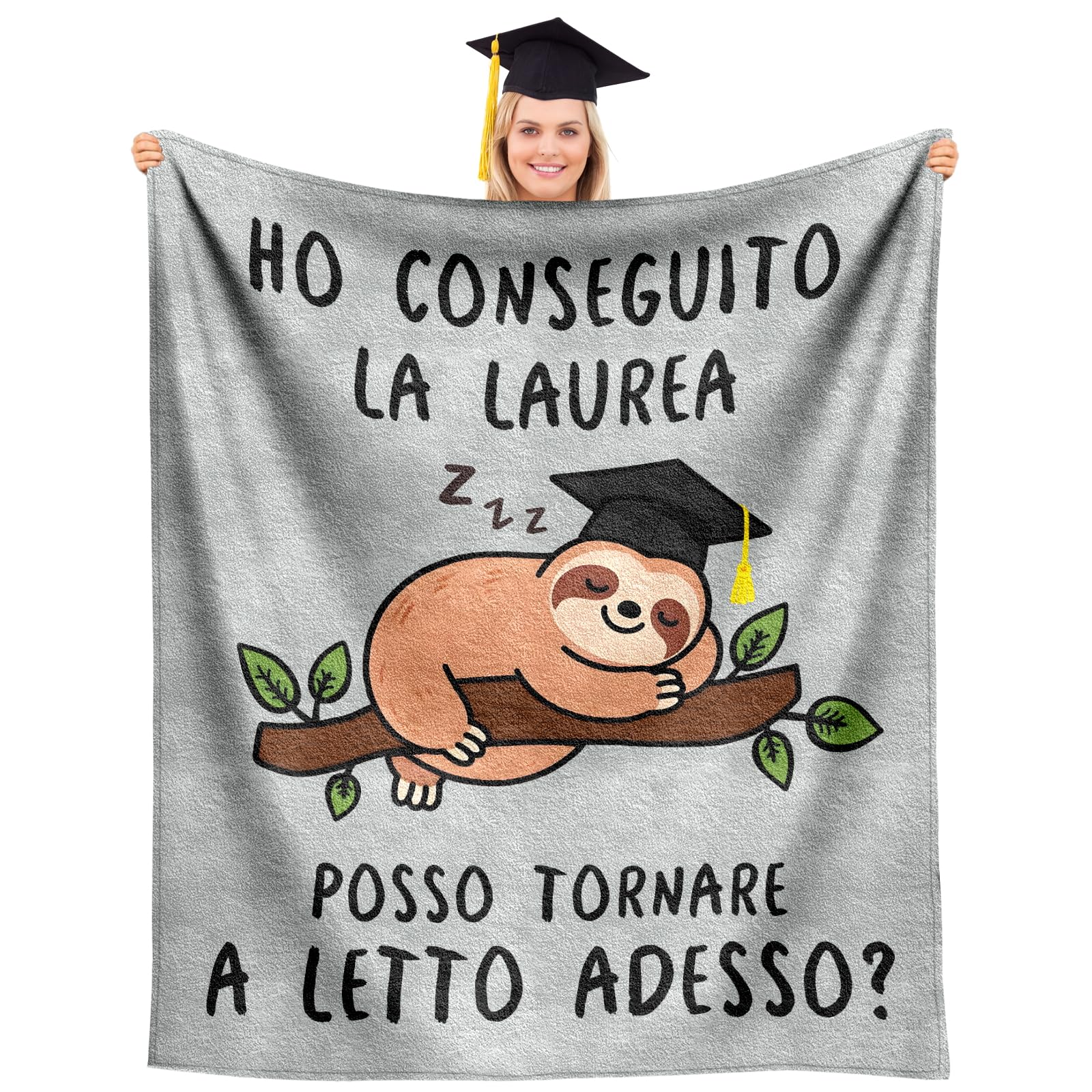 Coperta Morbida 130 x 150 cm, Regalo Laurea Donna Uomo, Regali per Laurea, Regali Laurea Donna Originali, Decorazioni Laurea Scherzi per Festa