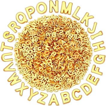 Augshy 700Pcs Gold Large Alphabet Letter Beads for Keychains Jewelry Crafts | Metallic Acrylic Plastic,Perfect for Chunky Bracelets and Shoelaces,Large Hole Shape for Easy Threading,700Pcs 9x12mm Mix