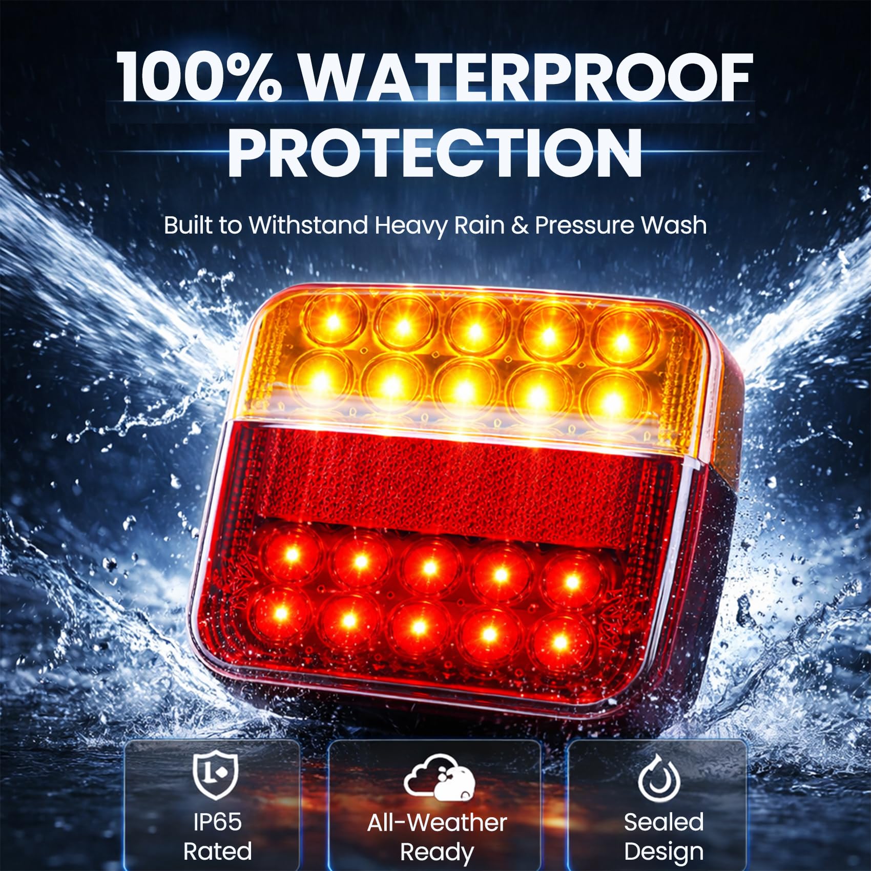 2 Pack Luces Traseras LED Magnéticas Inalámbricas para Remolque, Camión y Caravana – 12V, Recargables, Impermeables IP65, ECE Aprobado, Enchufe de 7 Pines