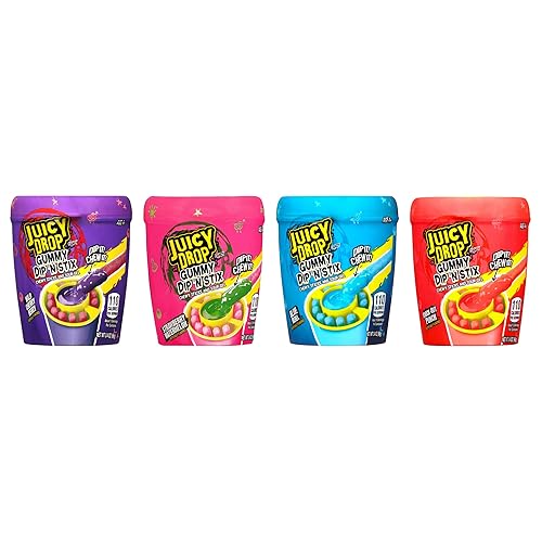 Miniatura 3 de Juicy Drop Gummy Dip N Stix palitos de goma dulces con gel de inmersión agrio paquete de 8 dulces divertidos para cumpleaños y celebraciones