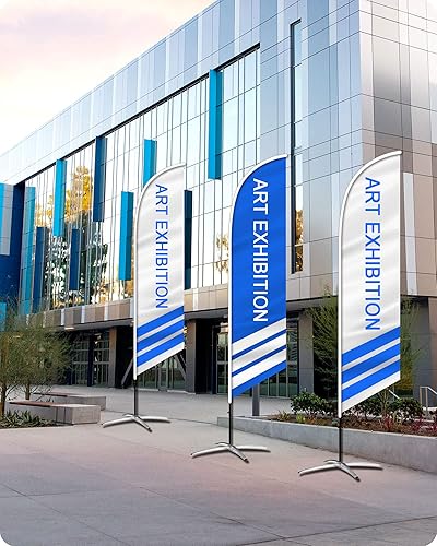 Miniatura 6 de Bandera de plumas personalizada, banderas publicitarias de poliéster para exteriores, letreros personalizados de doble cara, 65.35 x 29.53 pulgadas,