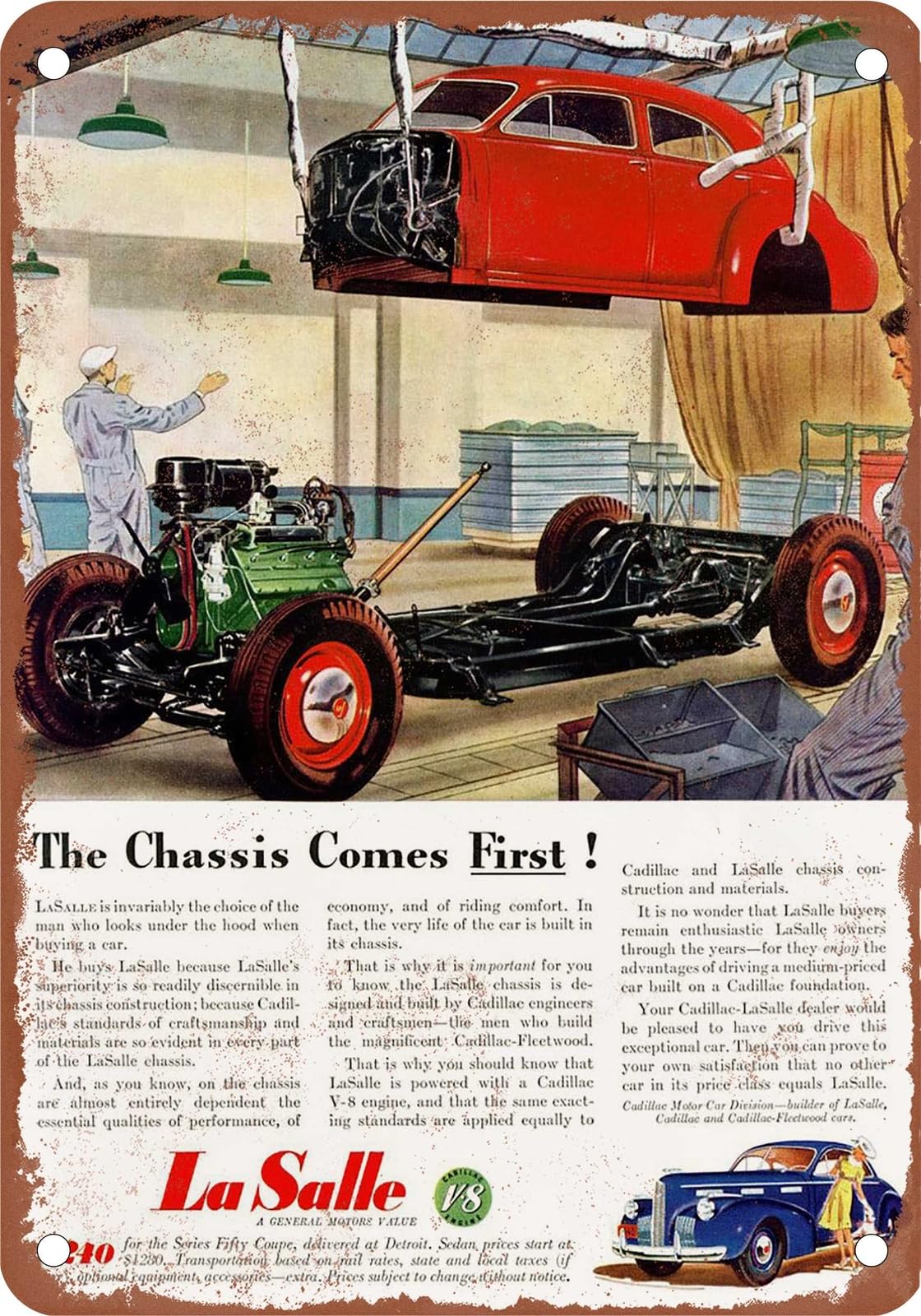 METAL SIGN - 1940 LaSalle Vintage Ad 02 - Old Retro Rusty Look home decor