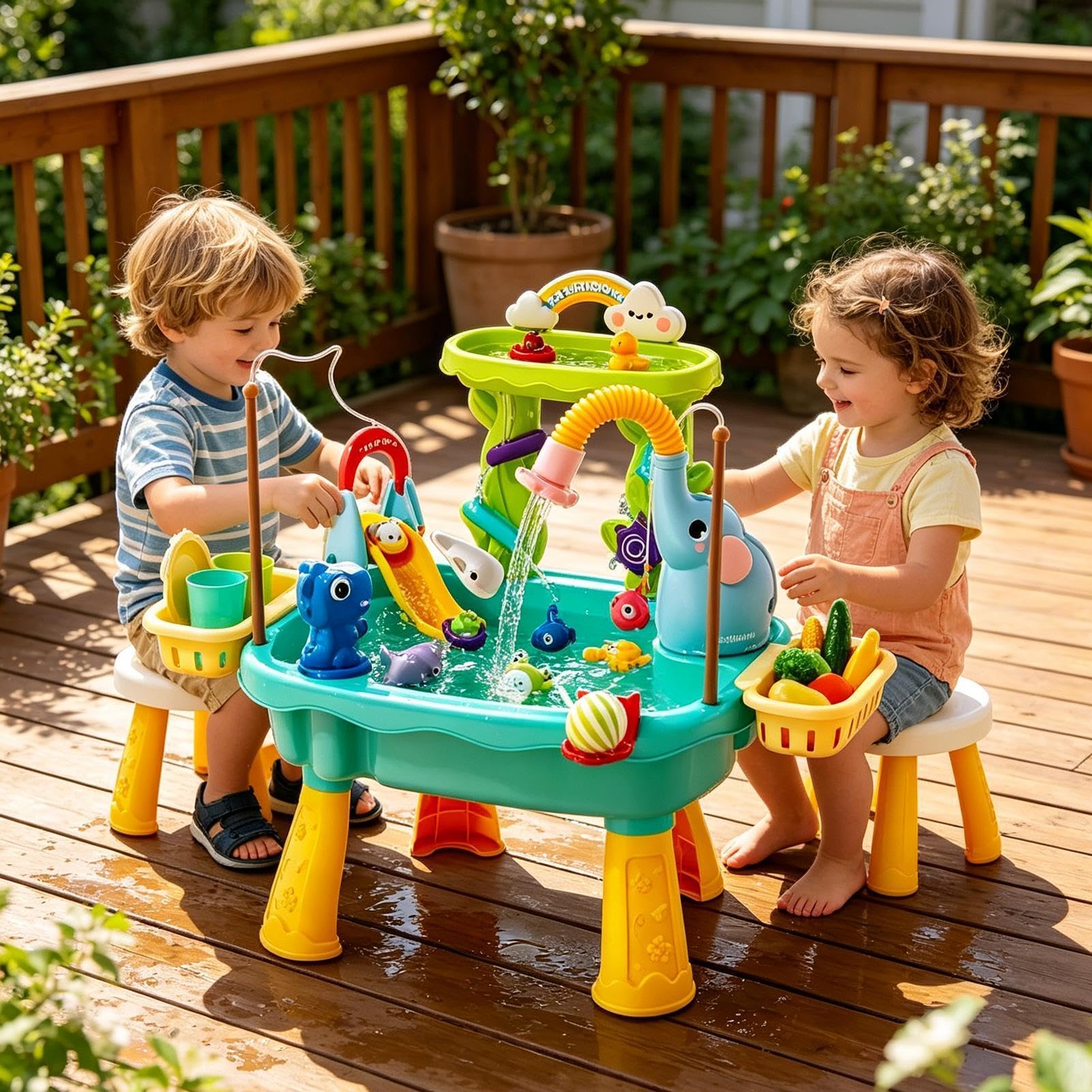 Kinderwassertisch | Sommer-Spielzeug,Angelspielzeug für Kinder,für Mädchen Garten Terrasse Balkon Camping Kindergarten Urlaub Geburtstag Geschenk Bad Spielzimmer