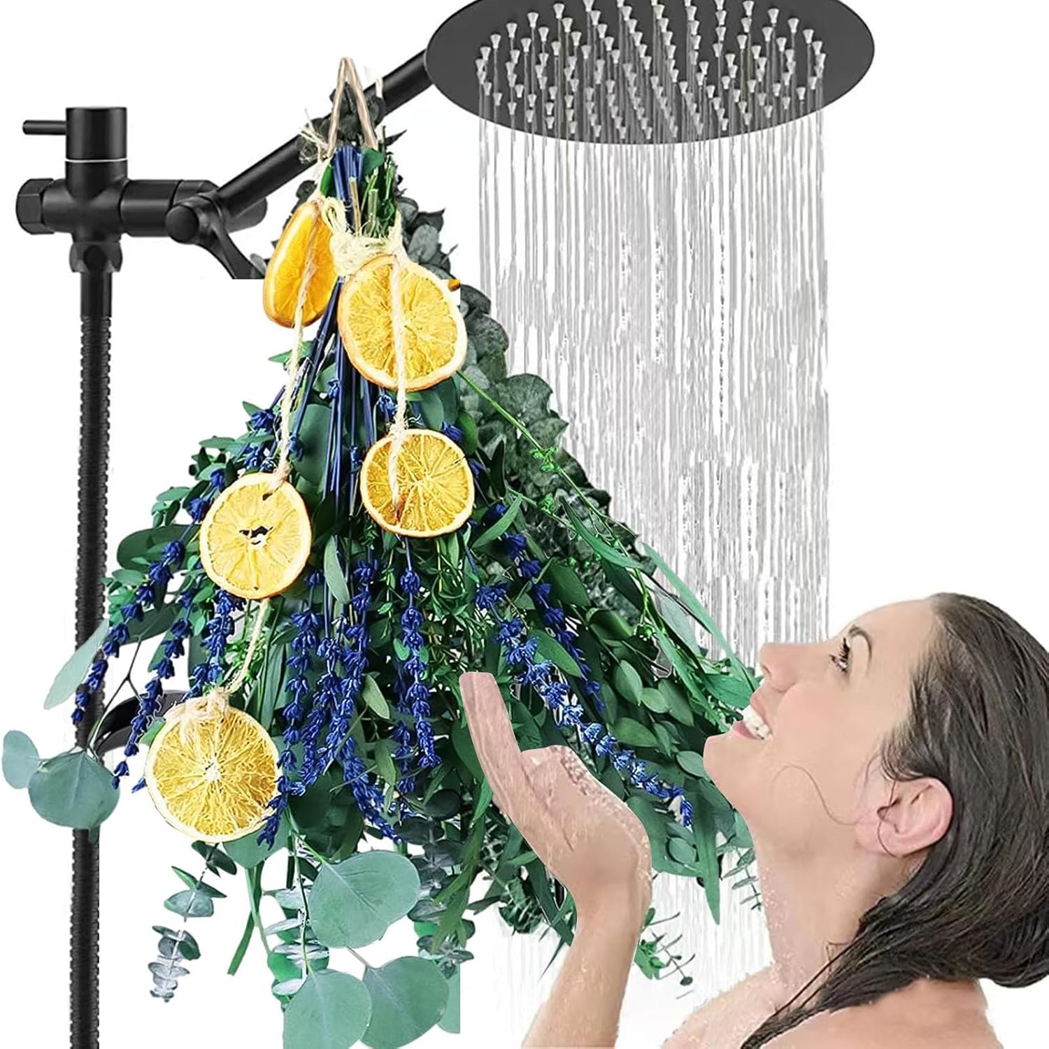 Amazon 乾燥ユーカリの束 写真ユーカリとラベンダーの茎 本物,乾燥植物シャワーバンドル、シャワールーム、自宅、バスルーム用の