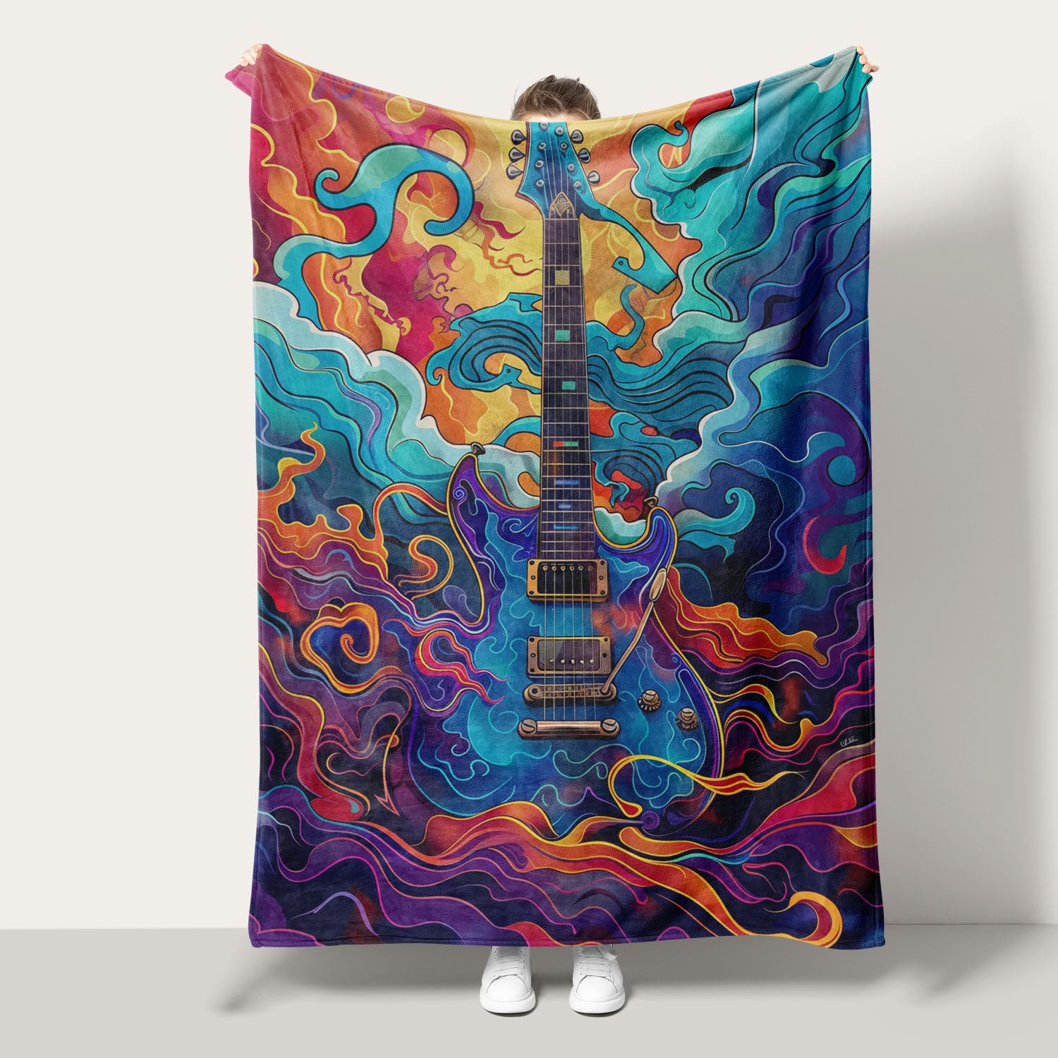 Plaid guitare en flanelle 100x130 cm : le cadeau idéal pour musicien et passionné