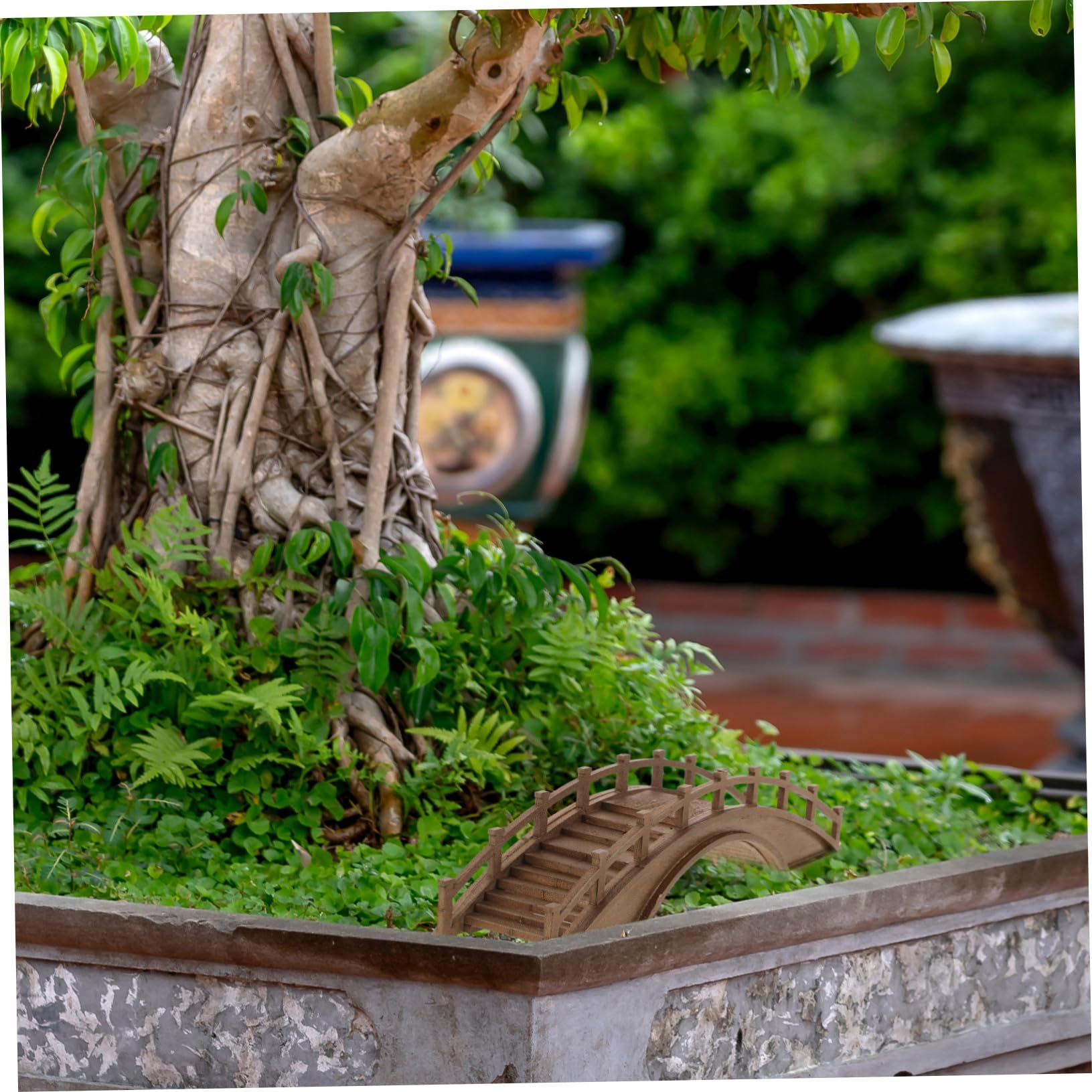 Miniatur Holzbogenbrücke Gartendekor Holz Modellbrücke für Mikrolandschaften Garten Terrasse Außendekoration