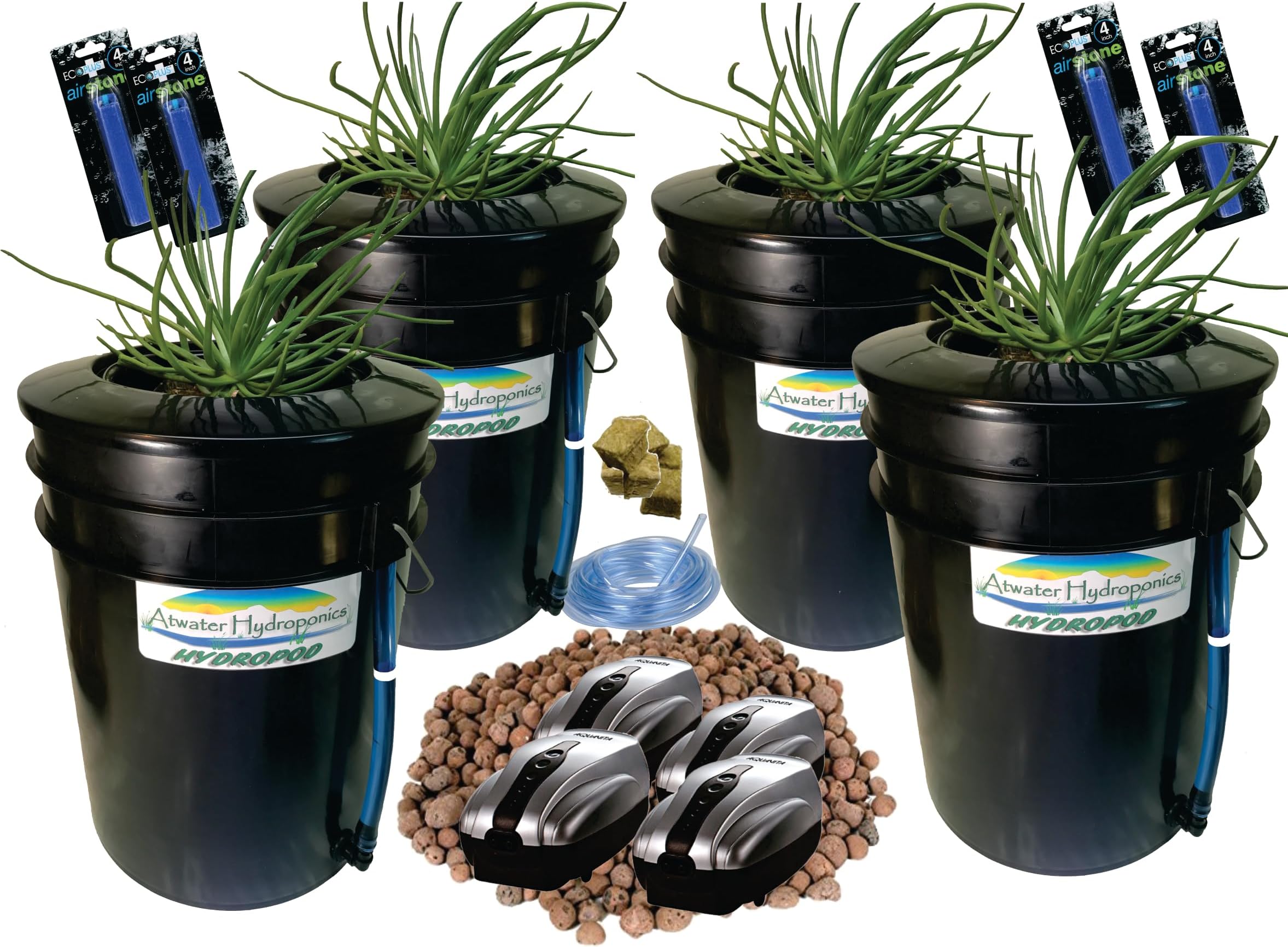 The Atwater HydroPod - Dual DWC Deep Water Culture/Recirculating Drip Hydroponic Garden System - Bubble Bucket - Hydroponic System in a Box - Choose Your Variation (4 Site System)