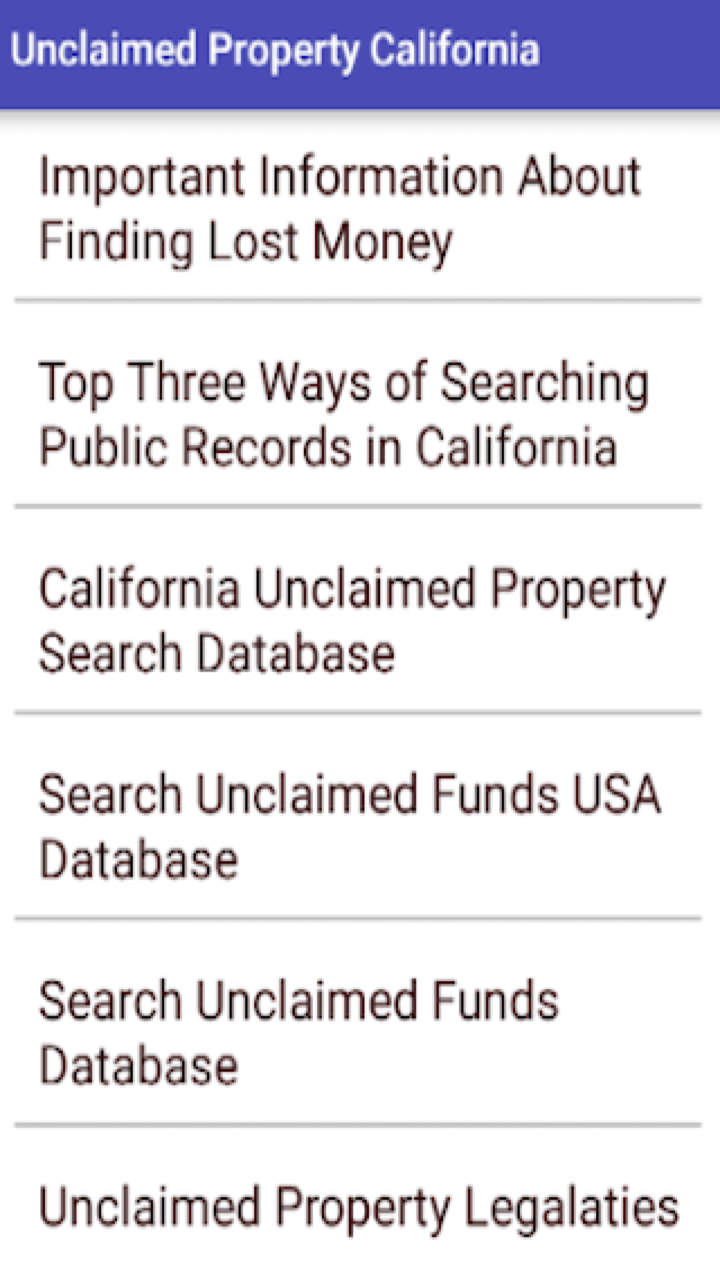 Unclaimed Property California App on Amazon Appstore