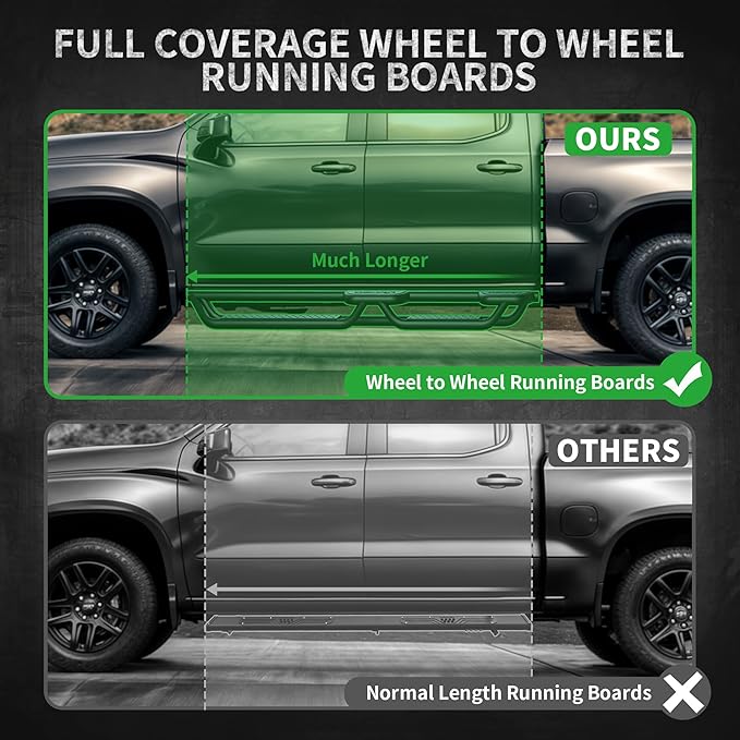 Estribos OEDRO Wheel to Wheel Compatibles Chevy Silverado GMC Sierra 2019-2026 miniatura 3