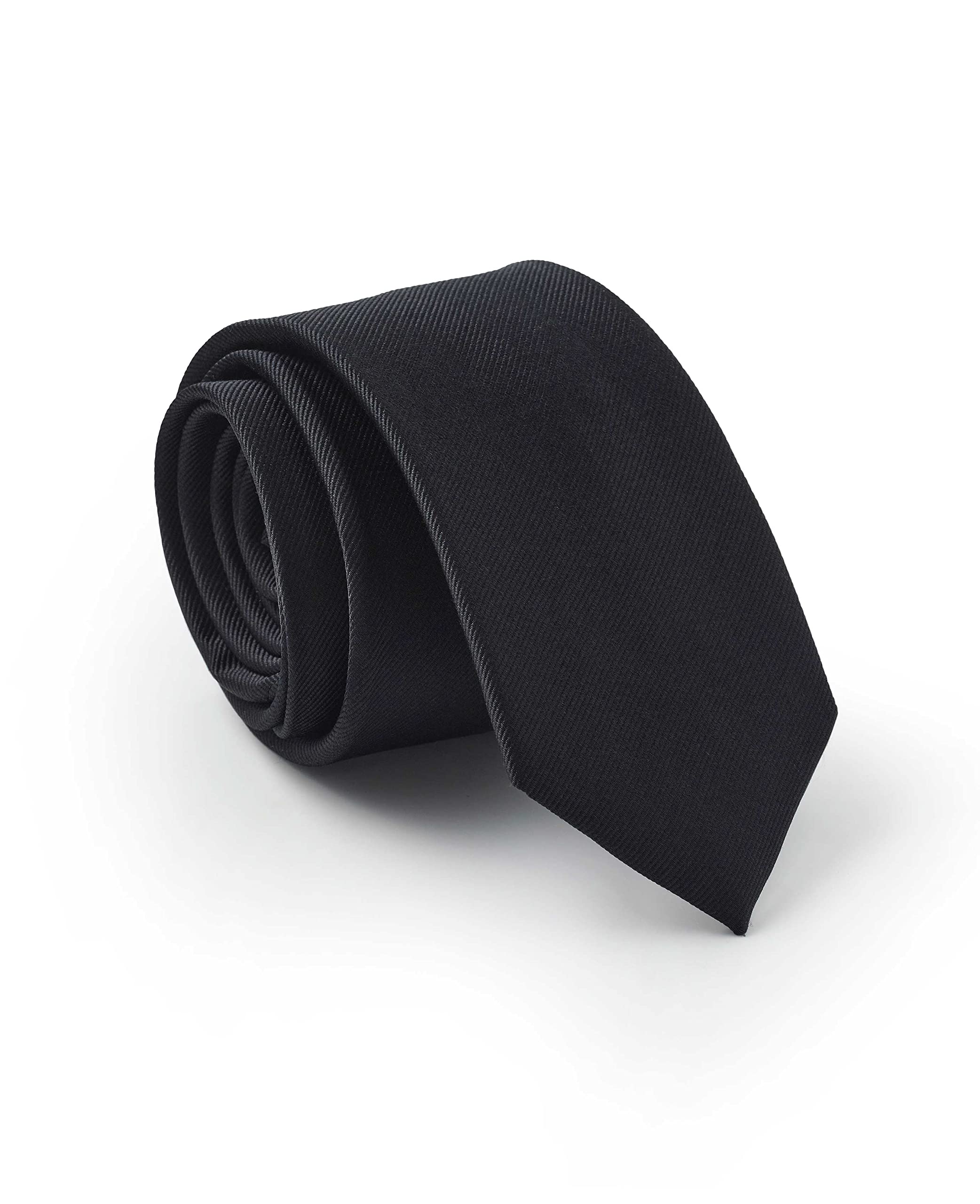 THE SAVILE ROW COMPANY LONDON Men's Skinny Silk Tie - Black Fine Twill