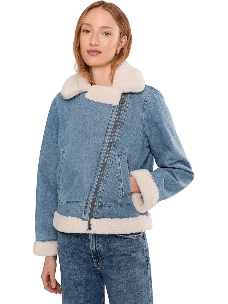 Navy Levi's® Denim Moto Jacket With Sherpa Lining