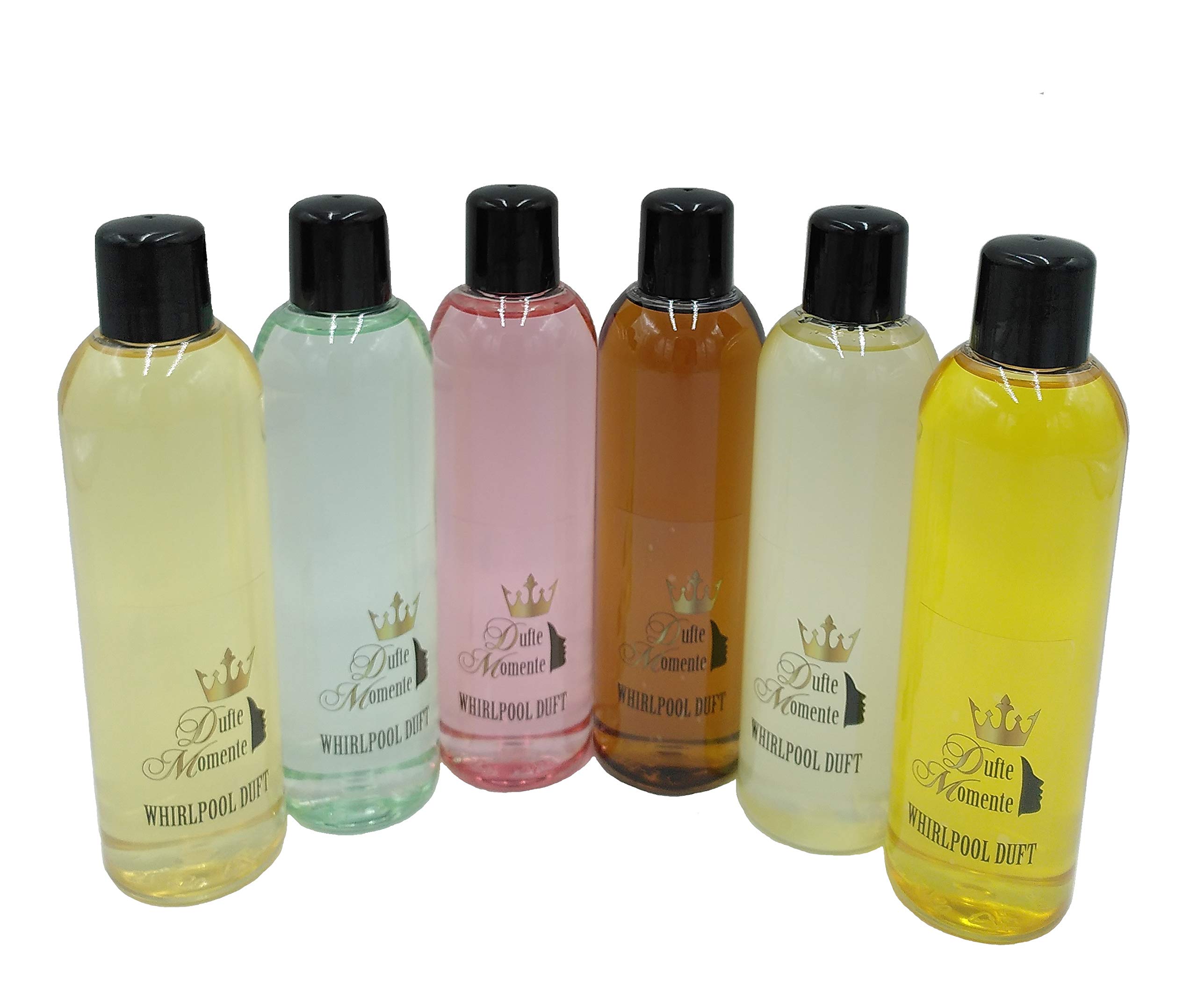 Dufte Momente | Whirlpool Duft 6 x 260ml - freie Wahl der Düfte | Badezusatz | mit naturreinen und natürlichen ätherischen Ölen | kein Schaum | vegan und ohne Tierversuche