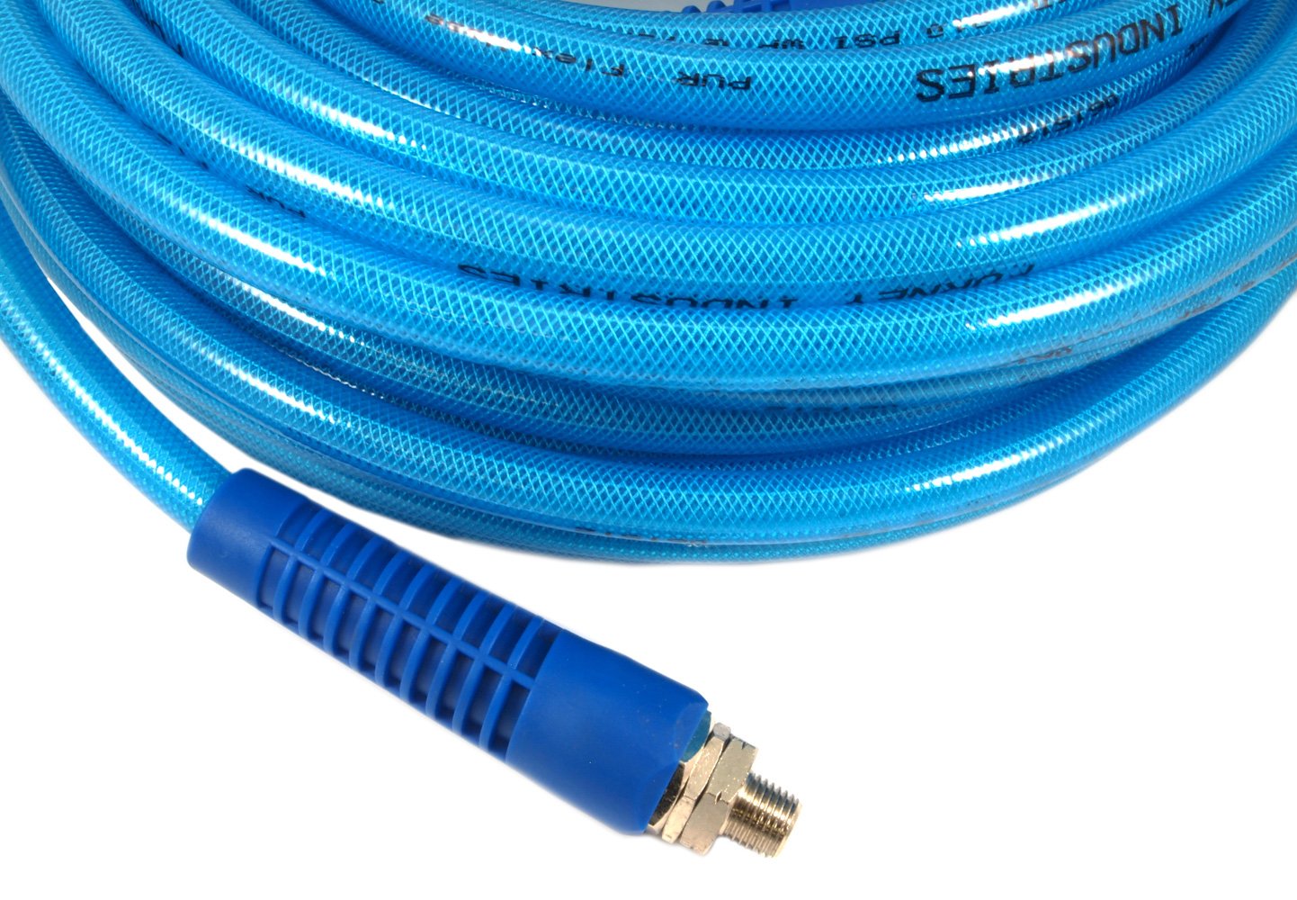 Forney 75443 manguera de aire, Azul poliuretano Flex con 1/4-inch macho NPT accesorios en ambos extremos, 1/4-inch-by-100-feet