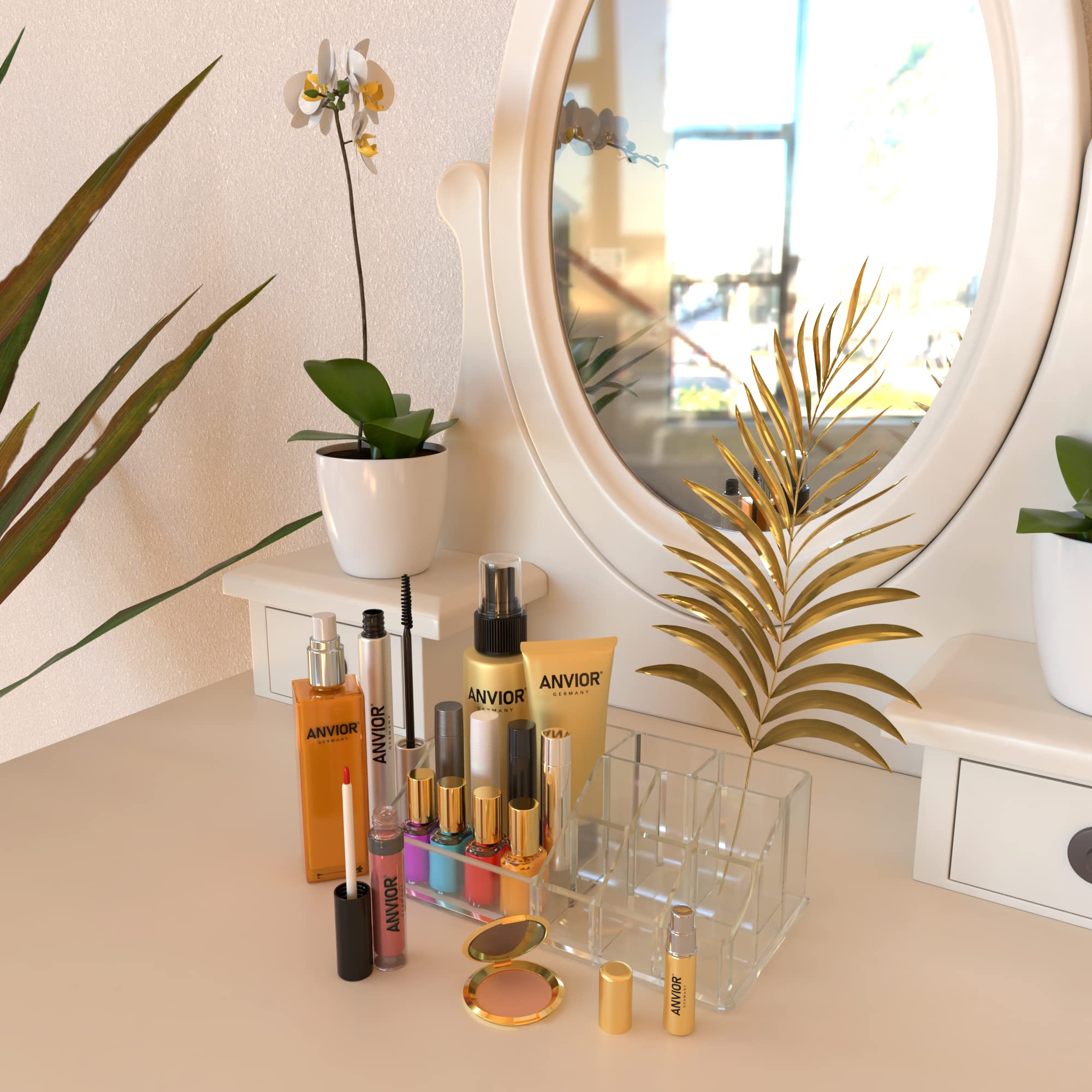 Mnixy Lippenstifthalter Aus Acryl – 9 Fächer, Transparent, Für Make-up-Organisation Auf Dem Schminktisch