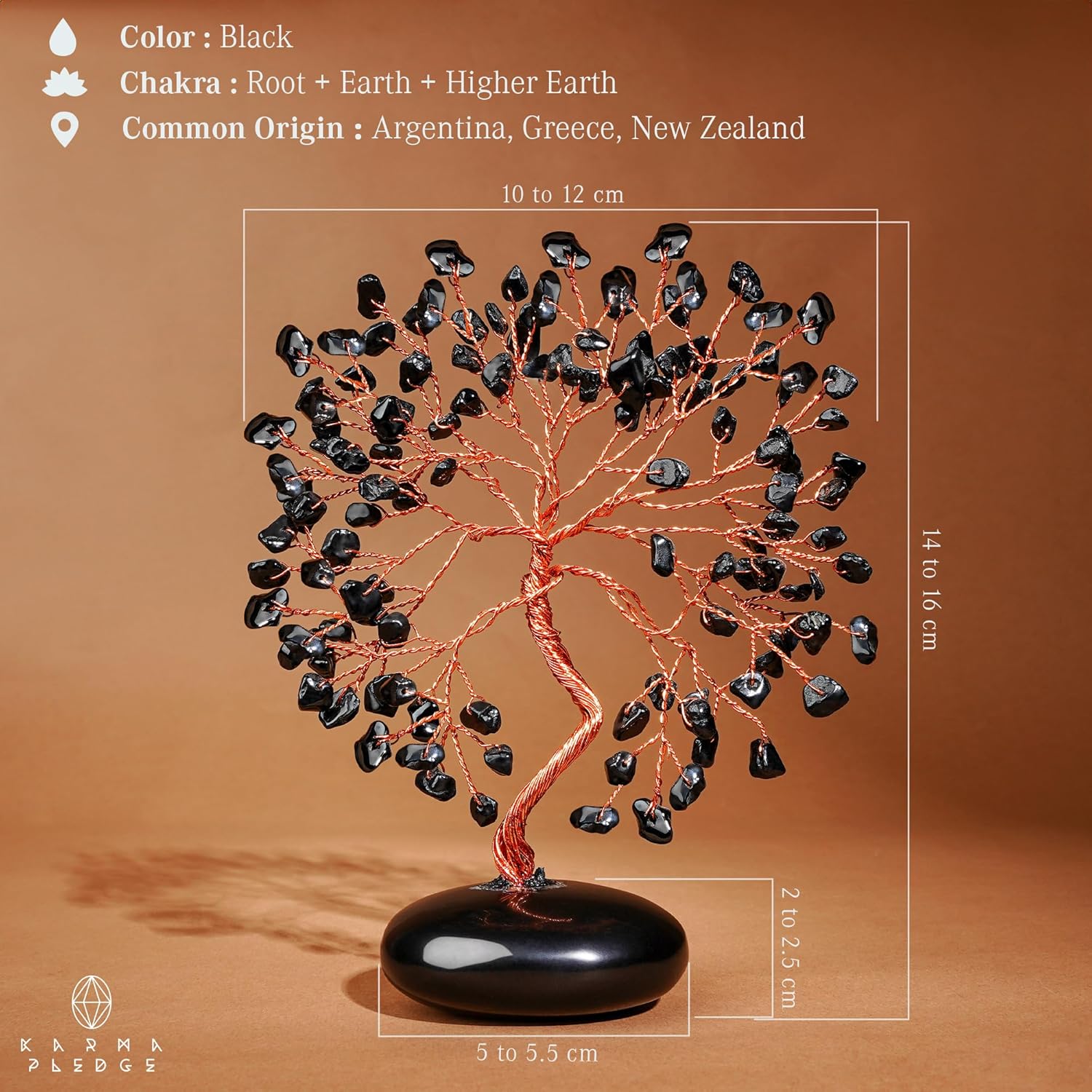 KARMAPLEDGE Black Obsidian Crystal Tree of Life Gifts for Women, Home and Office Desk Decor, 7 Chakra Reiki Healing, Tree for Positive Energy, Good Luck, Money, Meditation, Birthday Gifts - Image 3
