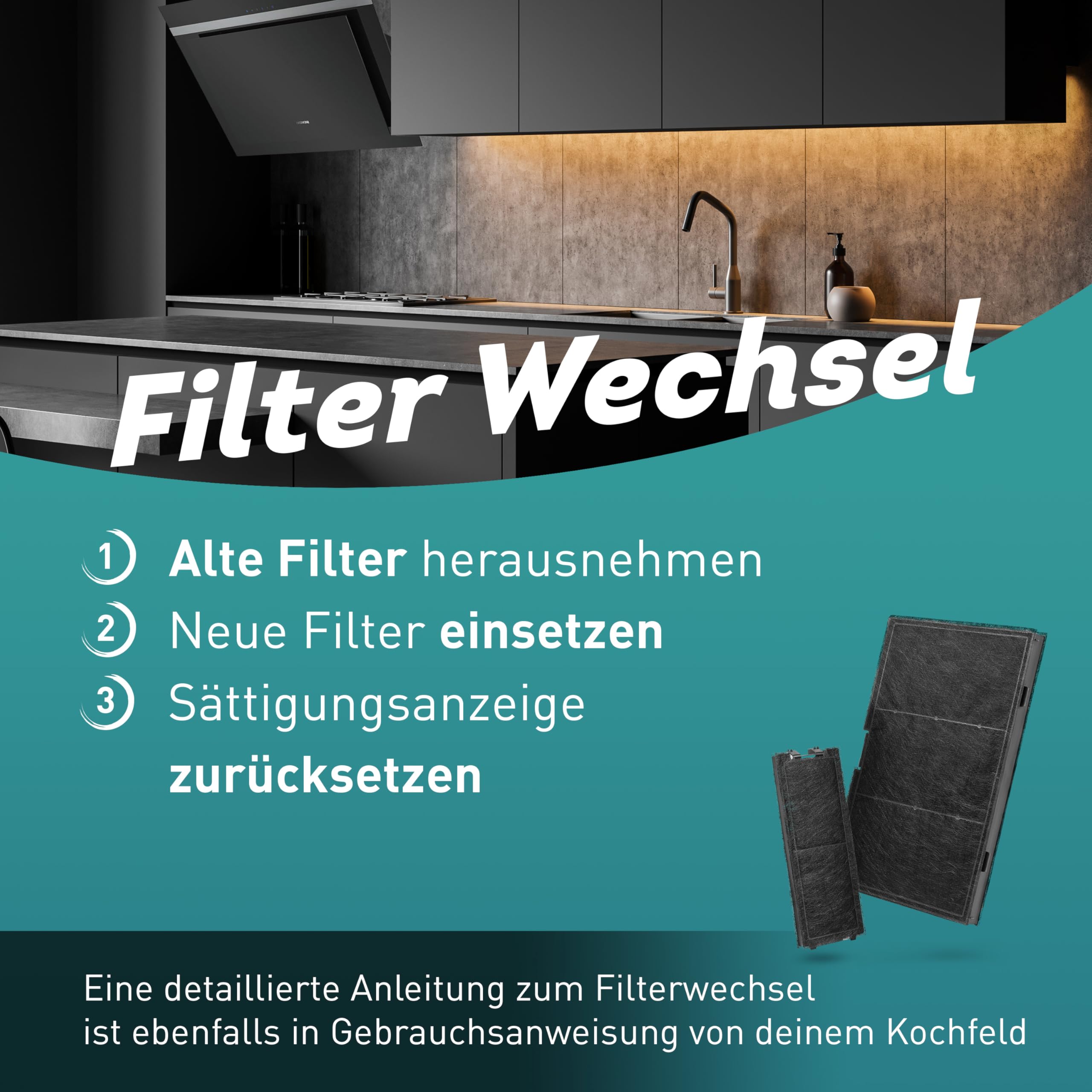 Aktivkohlefilter für Siemens LZ10AKA00 / Neff Z51AIA0X0 / Bosch DWZ0AK0A0 / Constructa Gaggenau 17000965 (Set aus 2 Filtern)
