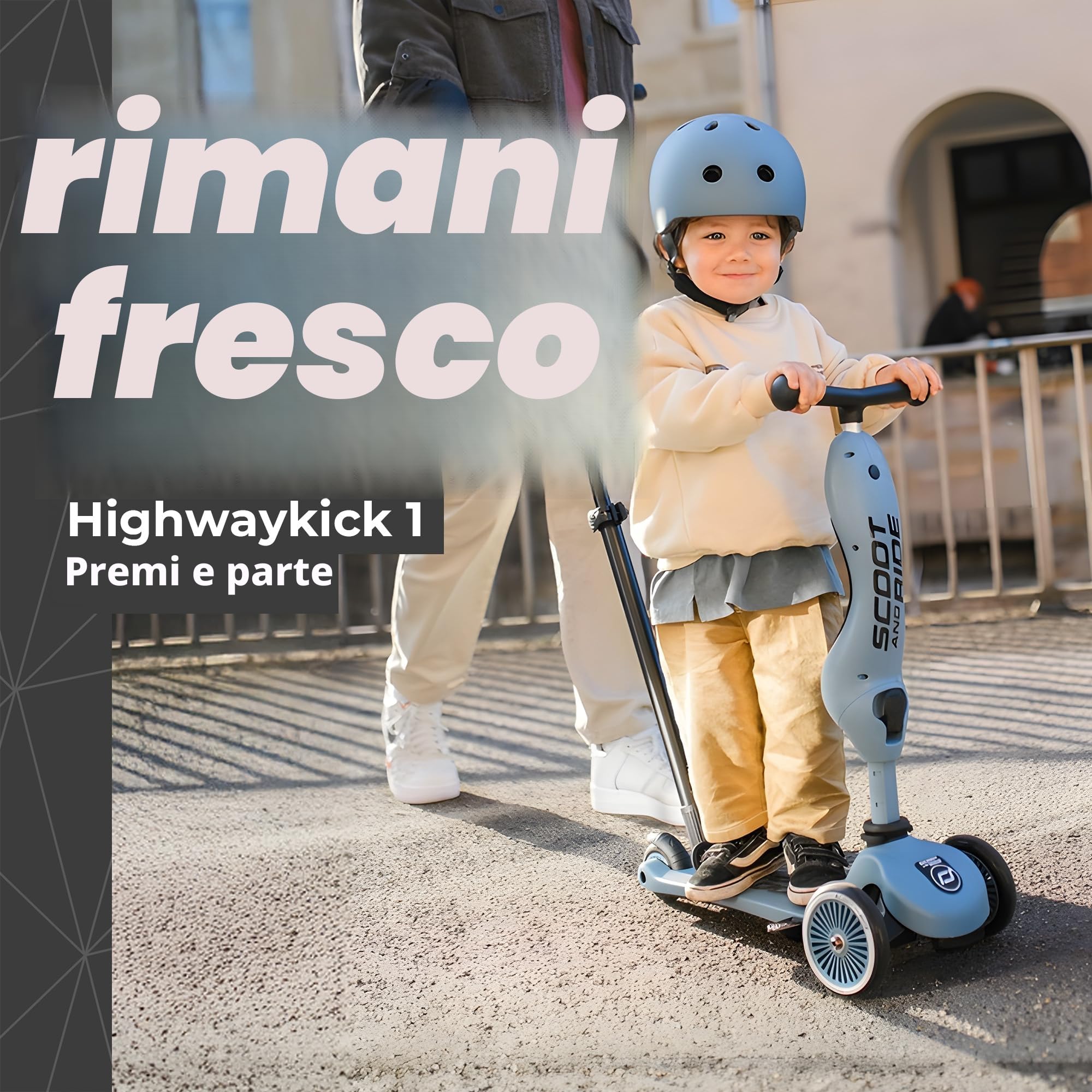 Scoot & Ride Highwaykick 1 Push and Go Kickboard con sedile, scooter 2 in 1, con manubrio a partire da 1 2 anni, regolabile in altezza, senza attrezzi