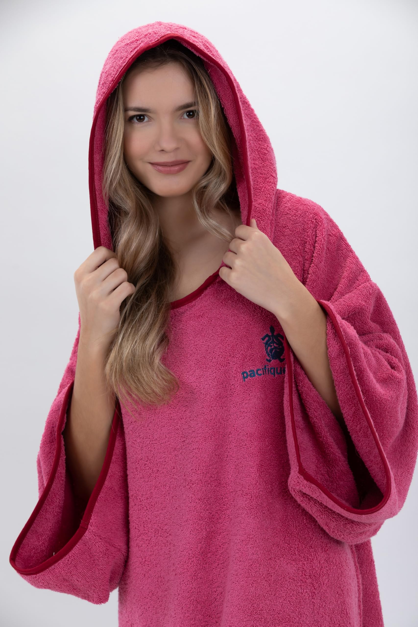 Surf Poncho - Vielseitiger Handtuchrobe mit Ärmeln und Kapuze - Premium-Baumwolle, ideal für Surfen, Schwimmen, Camping und Outdoor-Sportarten - Frau, Einheitsgröße