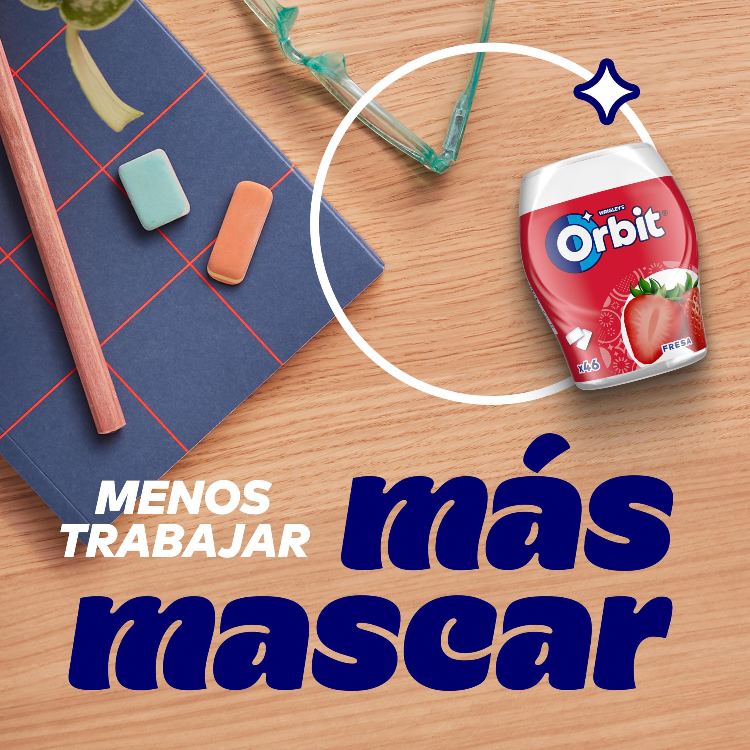 ORBIT Bote de Chicles Sin Azúcar Sabor Fresa Pack 6 Botes 46 Chicles Cada Uno