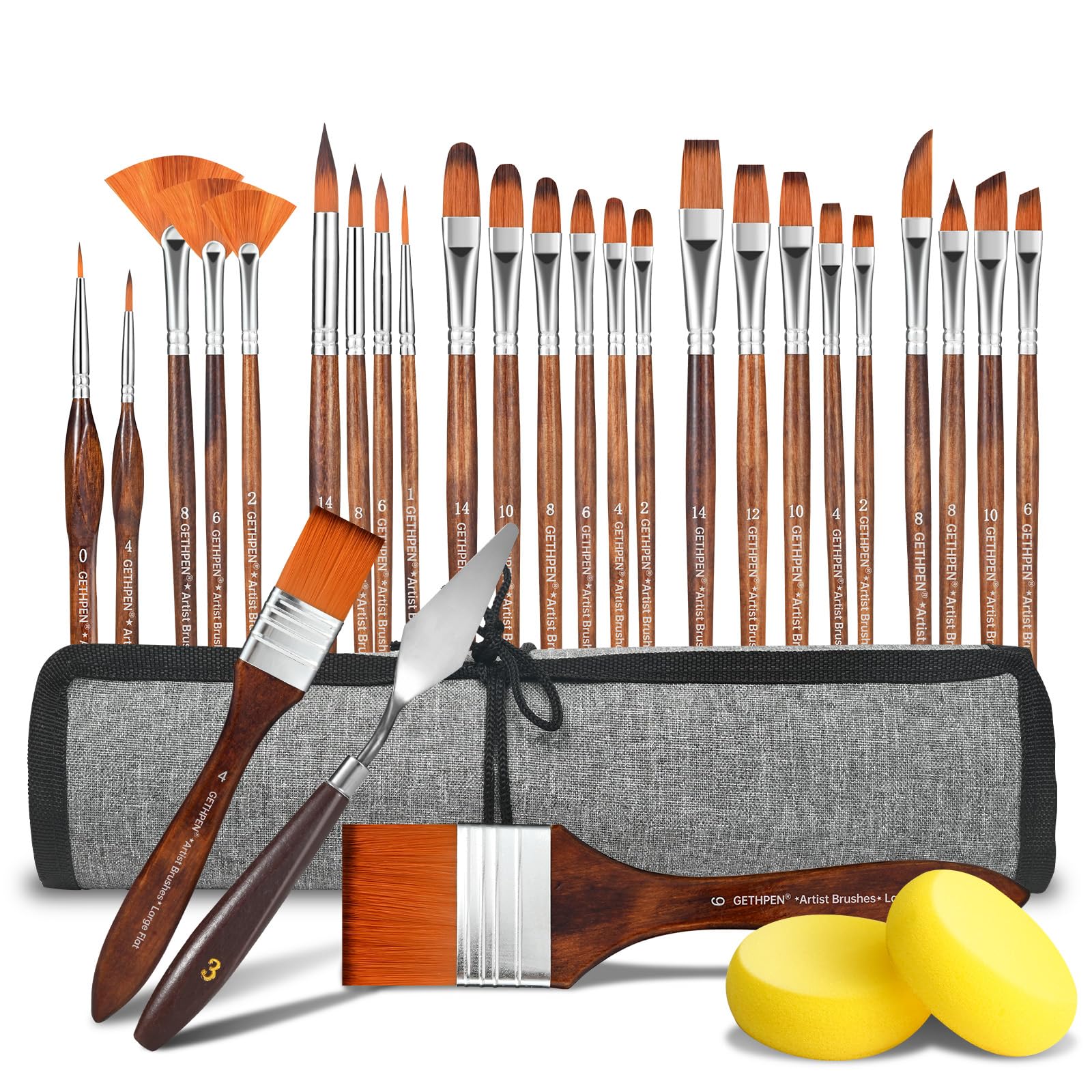 GETHPEN Paint Brush Set - 29 Brushes for Acrylic -1 GETHPEN Paint Brush Set - 29 Brushes for Acrylic -1