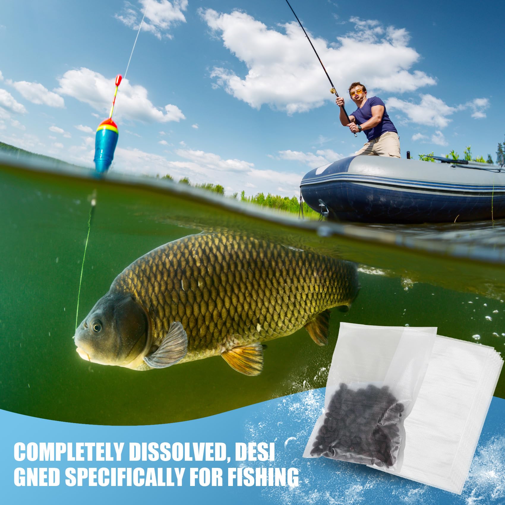 400 Pezzi 10X14Cm Sacchetto PVA Da Pesca PVA Sacchetto Solubile In Acqua per Carpa Da Pesca Gettare Accessori , , fgh