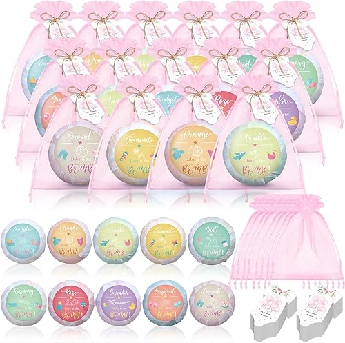50 juegos de bombas de baño para baby shower, mini regalos de fiesta a granel, vaporizadores de ducha hechos a mano, regalo para niñas, bombas de