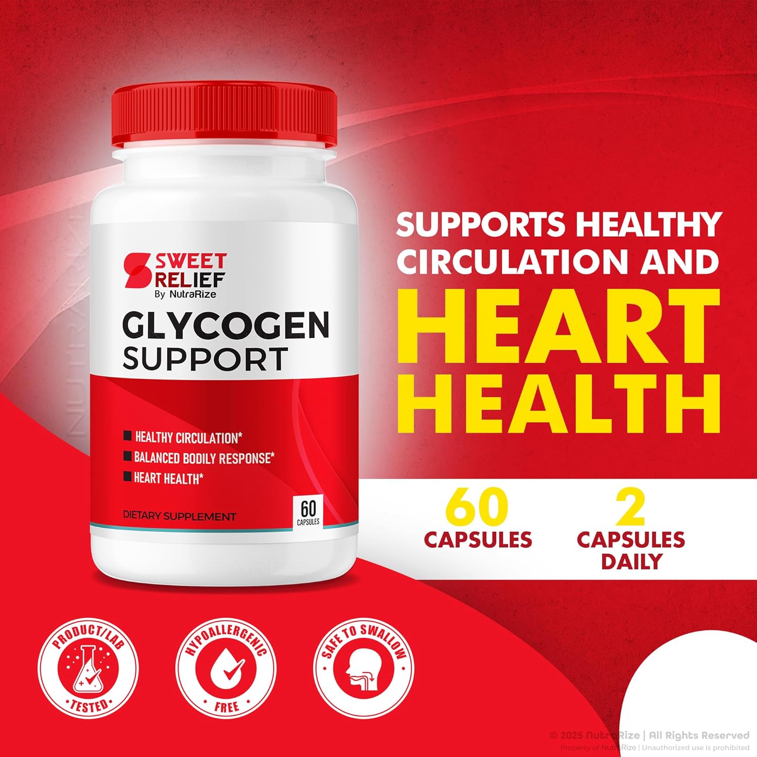 NutraRize (Pack of 2) Sweet Relief Glycogen Support - Joint Support & Blood Vessel Cleaner, Detox Support, Glycogen Capsules Glyco Optimizer Cleanse Restore (120 Capsules)