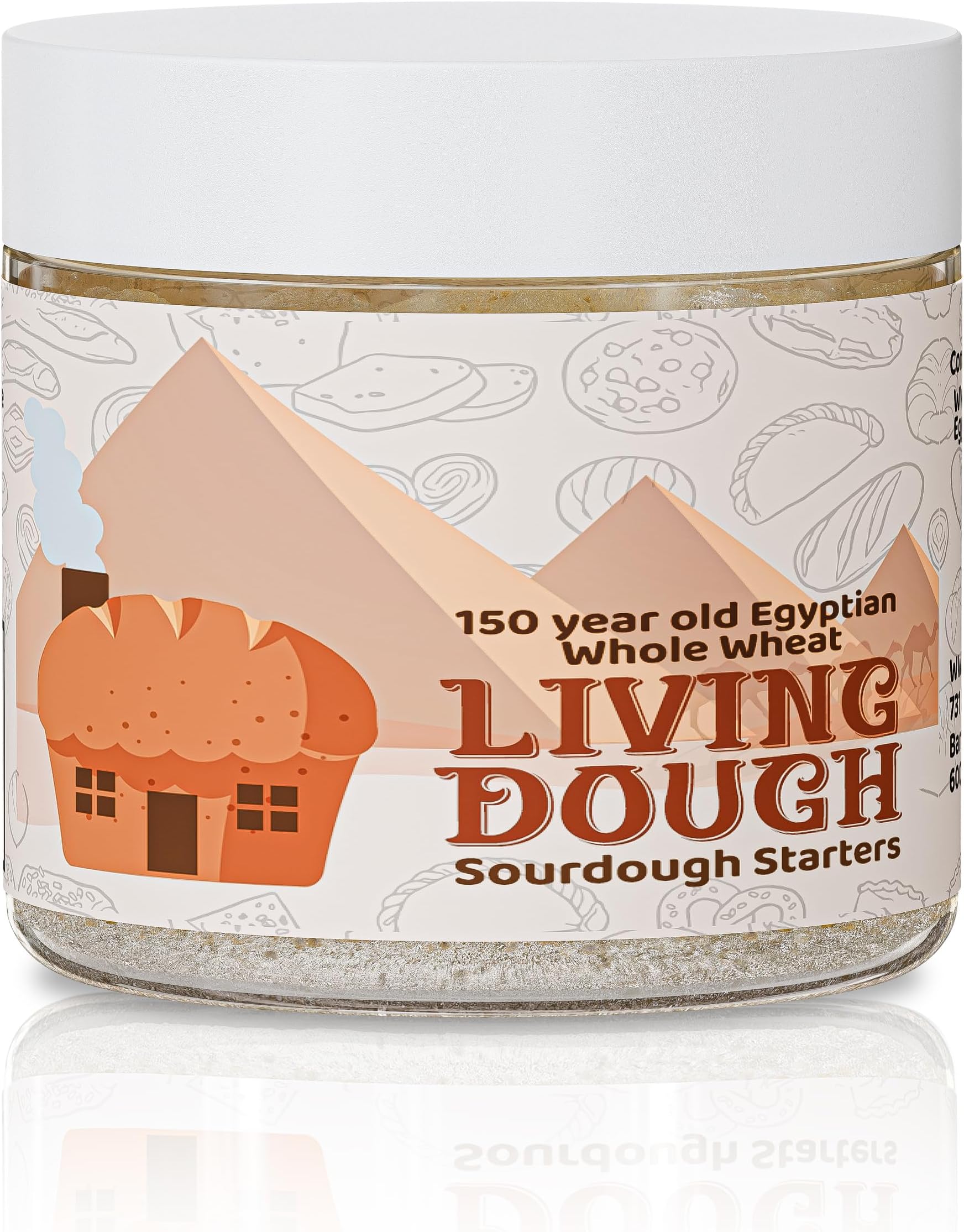 Living Dough - 150 Year Old Egyptian Whole Wheat Sourdough Starter Culture - Active & Live Organic Sourdough Starter for Baking - For Artisan Bread, Pizza Dough, Waffles & More