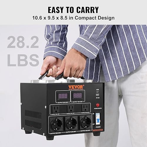 Miniatura 6 de VEVOR Transformador convertidor de voltaje, 5000 W, transformador elevadordescendente resistente, convertidor de 110 voltios a 220 voltios y de 220