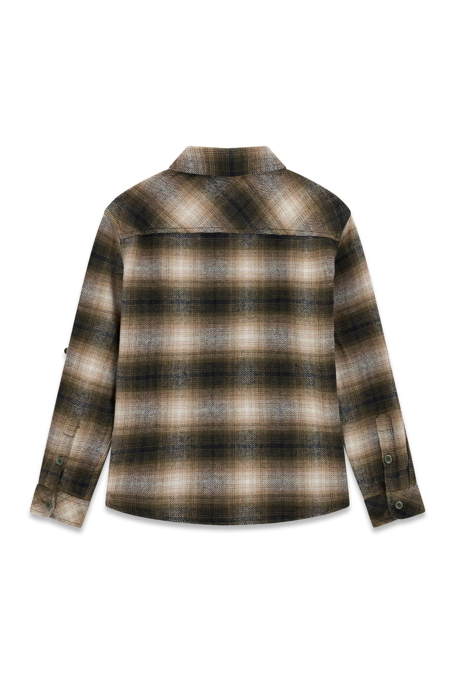 Guess Kids Boy's Shirt Comfort Fit Woven Tops Oversize Flannel LS ADJ. Shirt 7