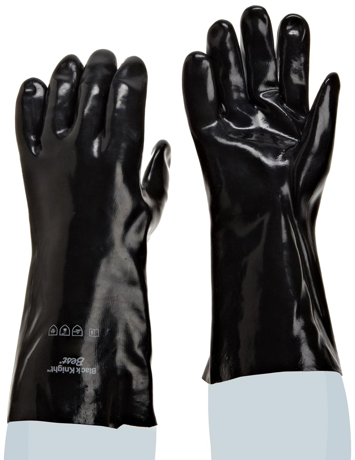 SHOWA 7714 PVC Chemical Resistant Safety Glove with Cotton Jersey Liner and Smooth Grip, 14" Length, Large (12 Pair)