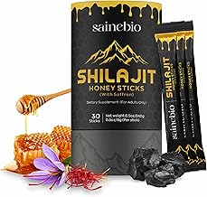 Sainebio Shilajit Honey Sticks with Saffron – Natural Energy & Wellness for Adults – 30 Sticks, 240 Gram