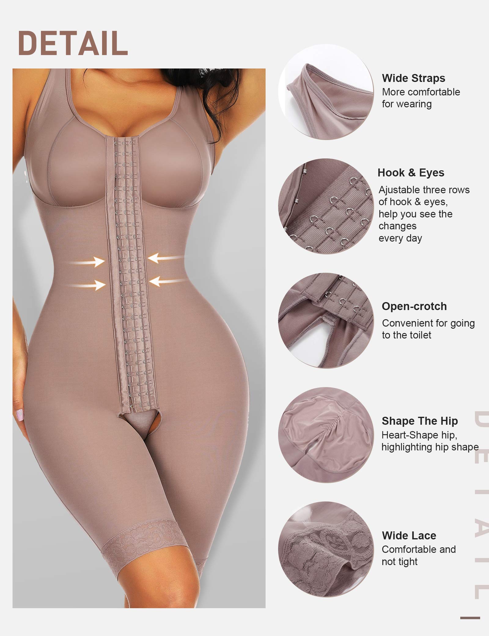 FeelinGirl Body Femme Gainant Gaine Amincissante Ventre Plat Combinaison Body Sculptant Gainante Gaine Haute Serre Taille Femme S-6XL