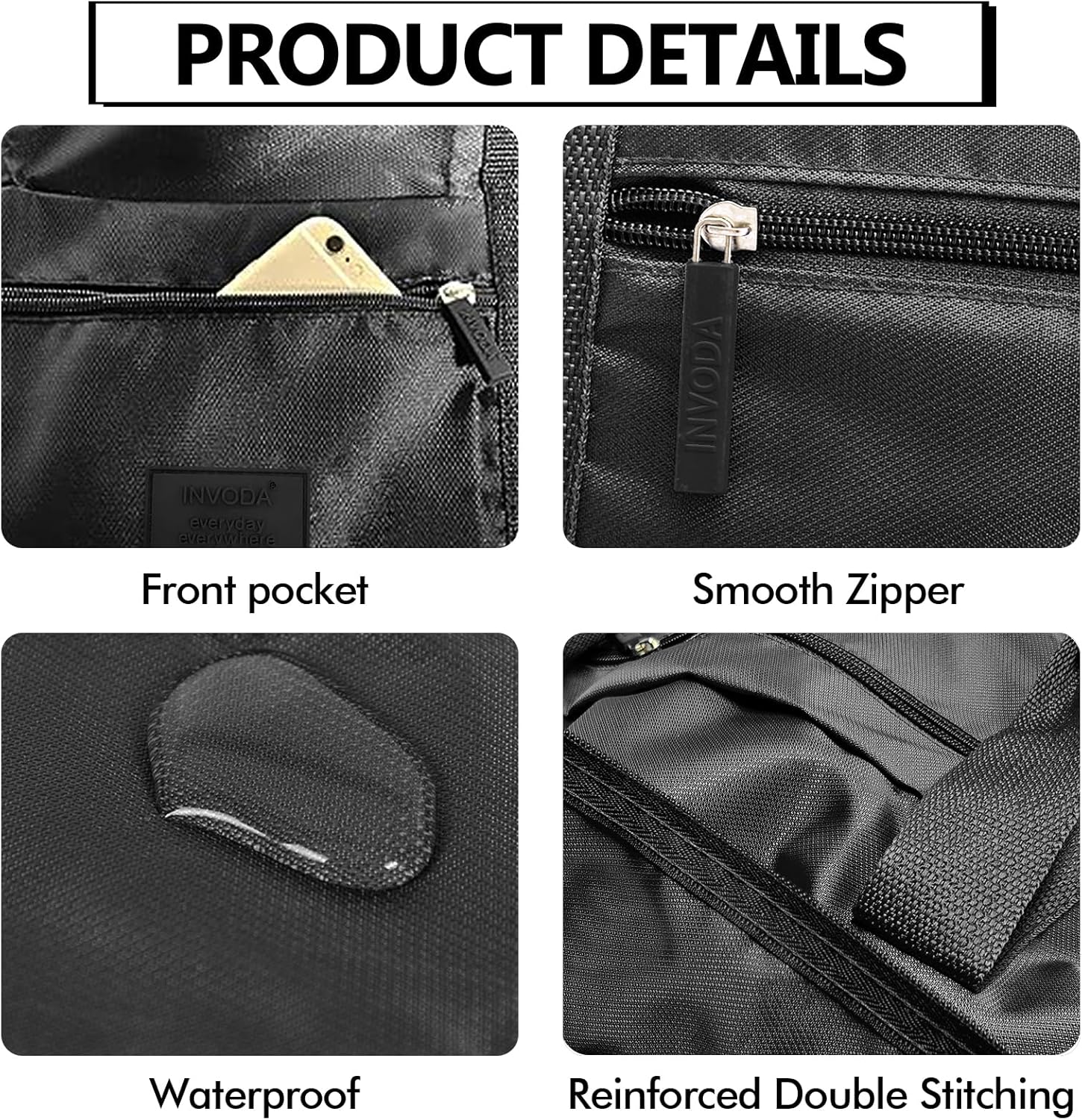 Travel Duffel Bag Lightweight Foldable Travel Bag for Women and Men Waterproof Tote Carry On Luggage Bag Weekender Overnight Bag (Blue+Green+Red+Black) - Image 4