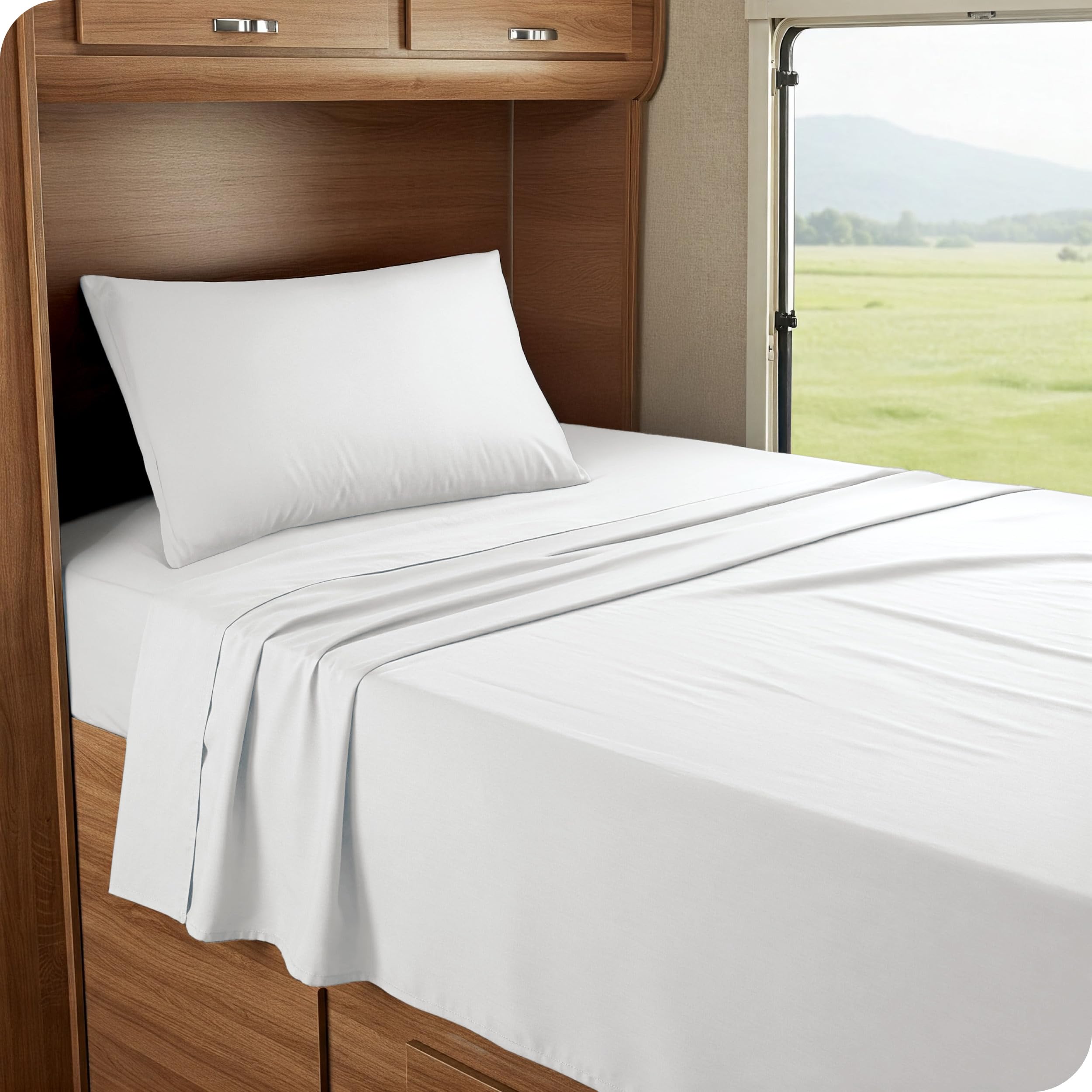 Bare Home RV Bunk Sheet Set - 1800 Ultra-Soft (30x75), White