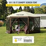 Tente de gazebo VEVOR avec écran, 10 x 10 pi, tente de camping pop-up à 6 côtés avec fenêtres en maille, sac de transport portable, piquets de sol, grandes tentes d'ombre pour le camping en plein air, le jardin et la cour