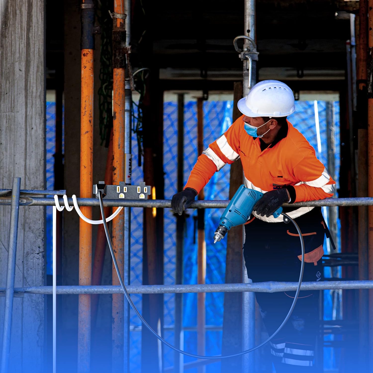 Extension Cord 50 Ft with Multiple Outlets 50 Feet White 14/3 SJTW, 14 Gauge Heavy Duty Indoor / Outdoor Power Cords ETL : Tools & Home Improvement