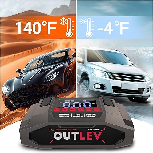 Miniatura 5 de Arrancador de salto con compresor de aire (6000 A 160 PSI)  Arrancador portátil todo en uno para automóviles, camiones, caravanas, barcos, carga
