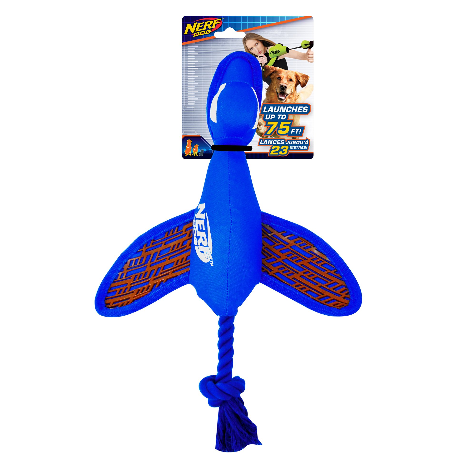 NerfDog 16.5in Force Grip Nylon Launching Duck- Blue/Orange