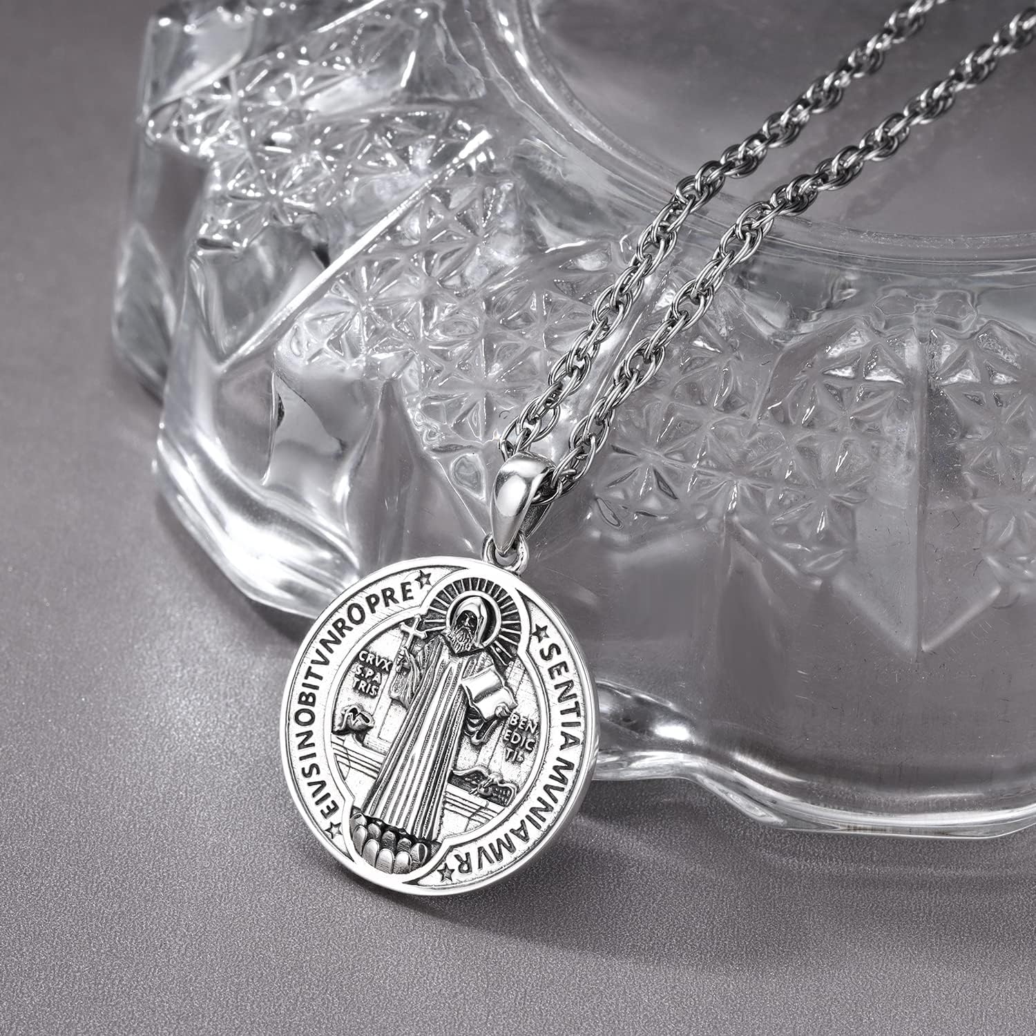 Odinstone 925 Sterling Silver St Michael/St Christopher/St Benedict/Jesus Crucifix/St Uriel/Archangel Raphael Medal Necklace for Men Women Religious Amulets Jewelry Gifts - Image 3