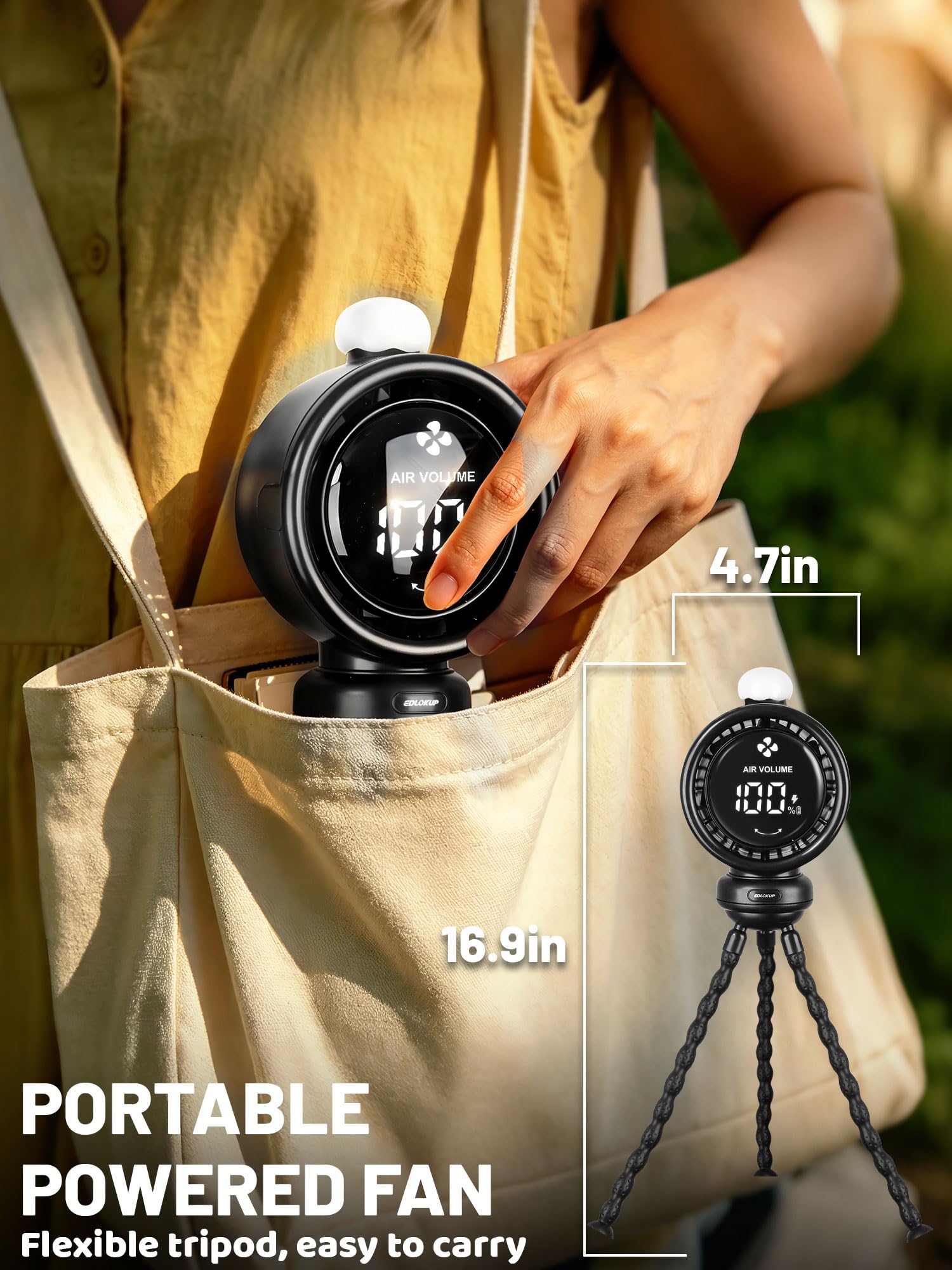 Ventilador portátil para cochecito de bebé, ventilador de trípode flexible con clip, luz nocturna de 3 LED, velocidad continua con pantalla, batería de larga duración, ventiladores de refrigeración de