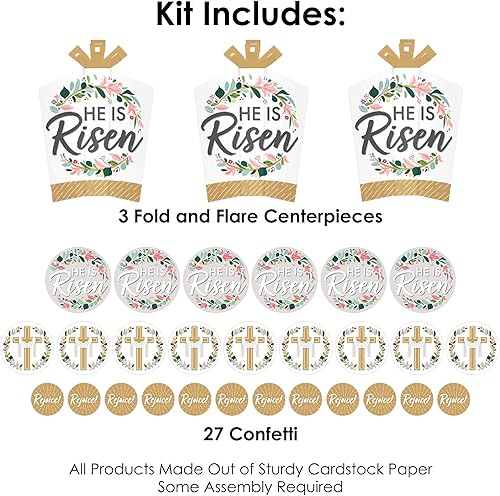 Miniatura 3 de Big Dot of Happiness Pascua religiosa  Decoración de fiesta cristiana y confeti  Excelente kit de centro de mesa  Juego de 30
