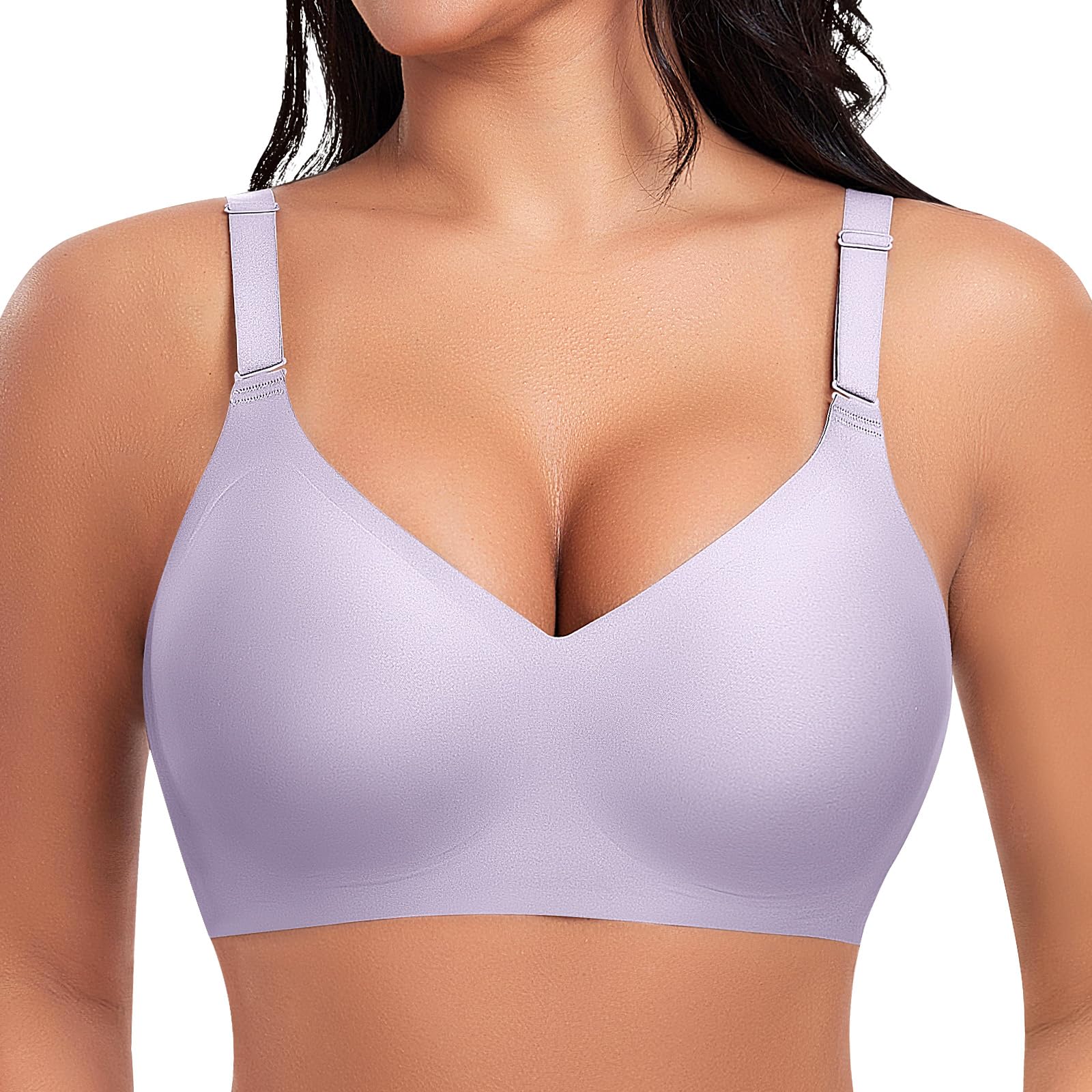 Ganado Reggiseno Senza Ferretto Donna Reggiseni Senza Cuciture Scollo a V Push Up Reggiseno Basic Comodo Imbottito
