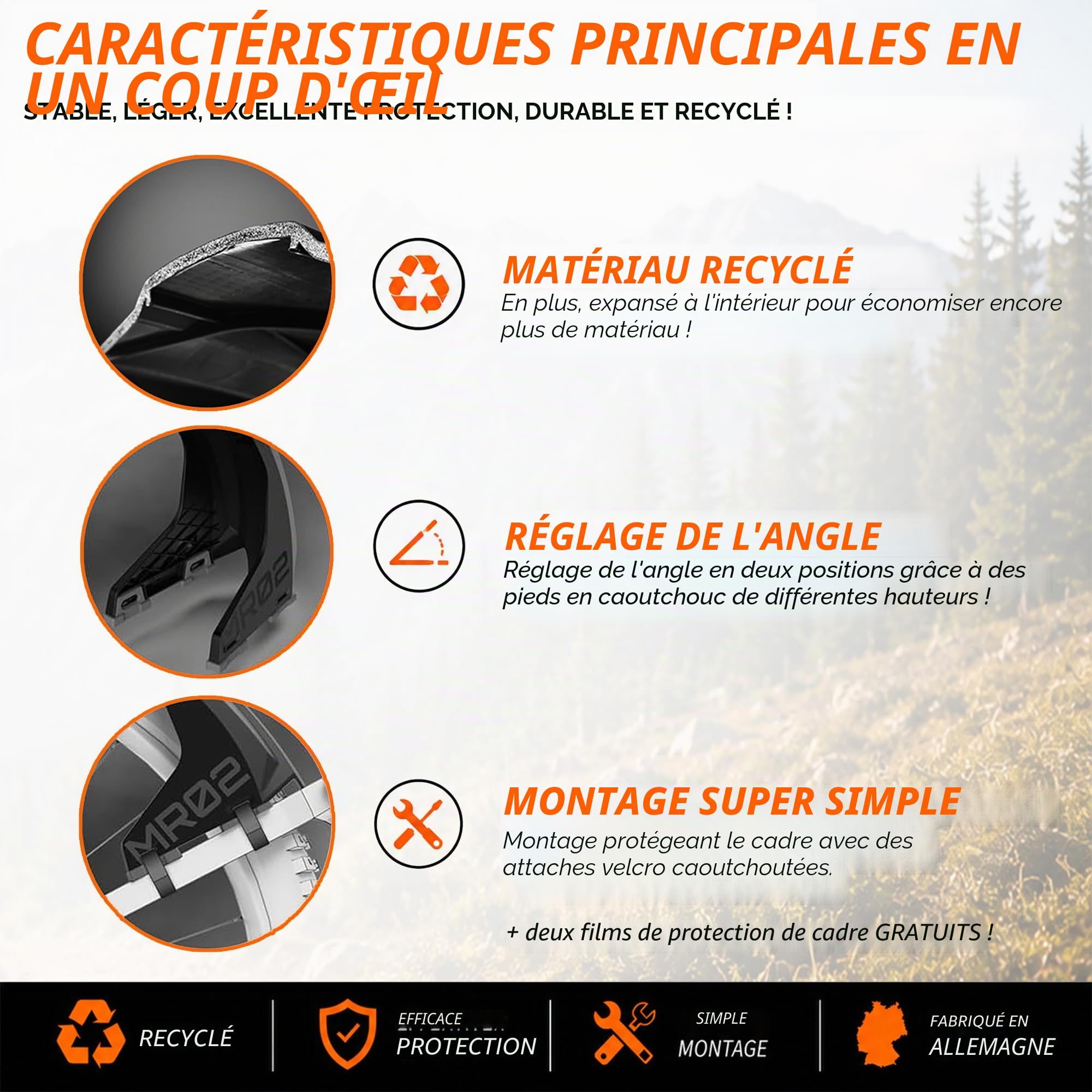 unleazhed Garde-boue M02 et MR02 | Mudguard VTT | Garde-boue avant et arrière VTT | Fabriqué en Allemagne