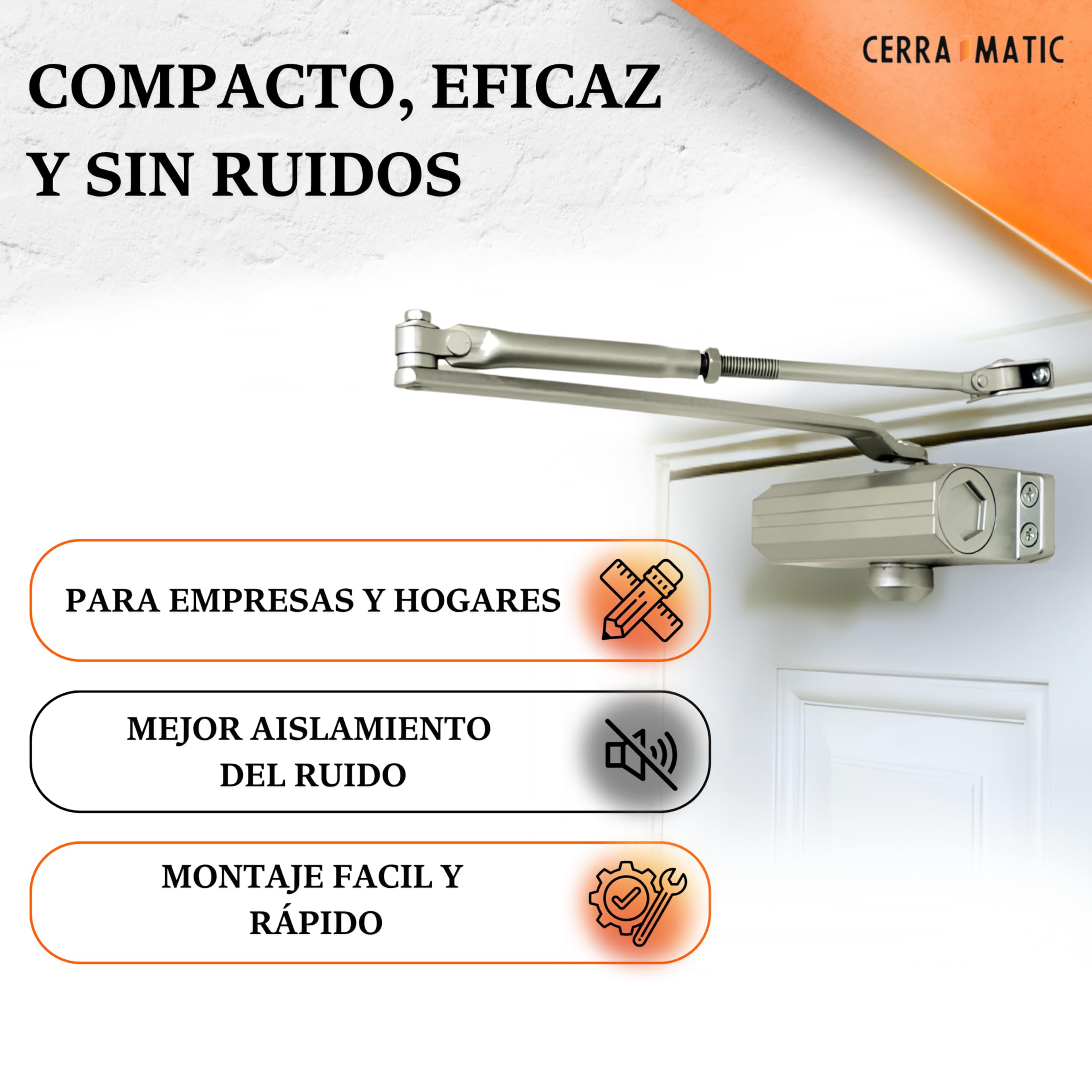 M-200, Cierrapuertas automatico, muelle puerta con brazo articulado hidráulico, muelle cierrapuertas de 40-65kg, cierre puerta, cierra puertas automatica.