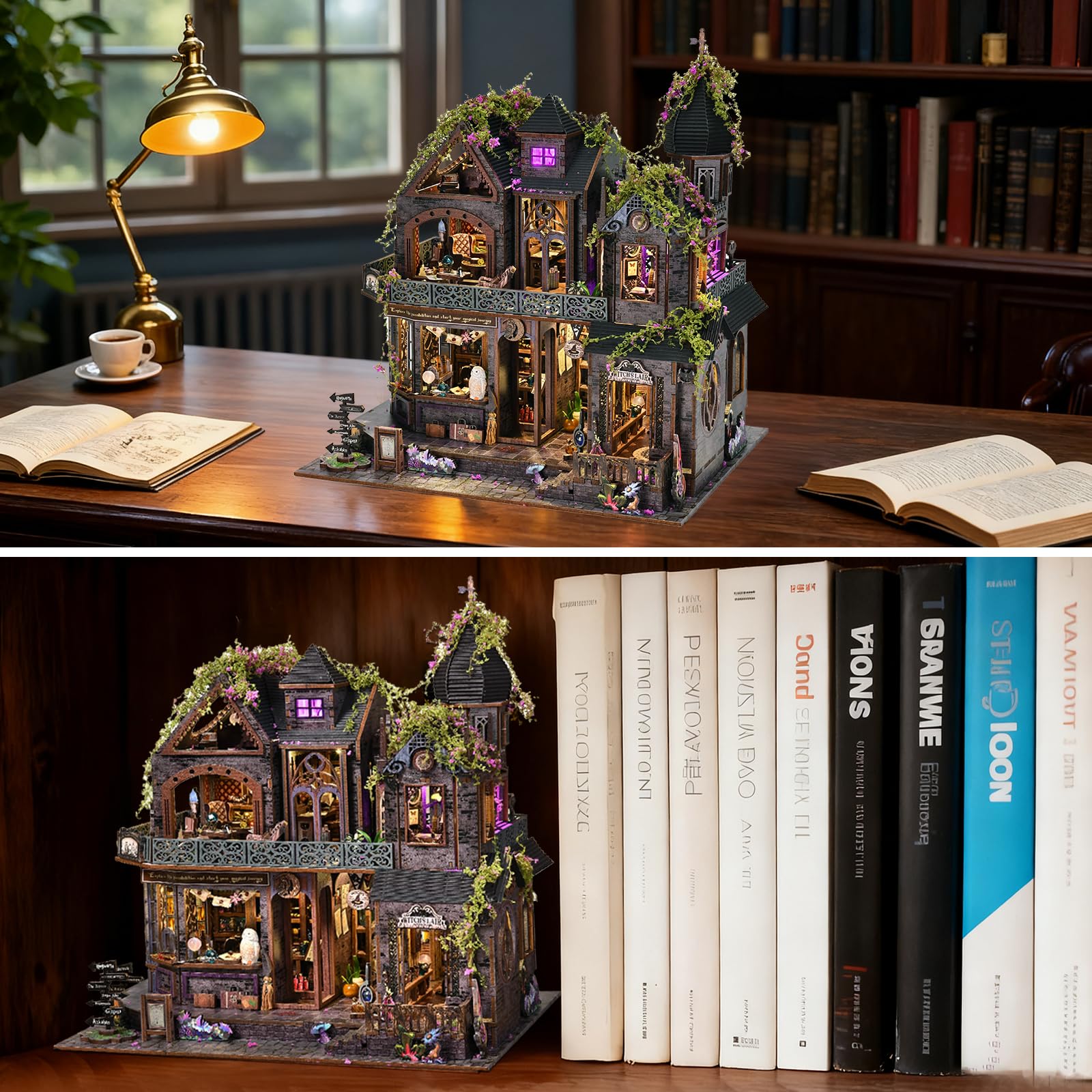 Miniatur Puppenhaus Kit, DIY Mini Haus für Erwachsene, 3D Holz Puzzle | Book Nook mit Detaillierte Möbel, Bücherregal Dekor, Geschenk für Geburtstag oder Familie