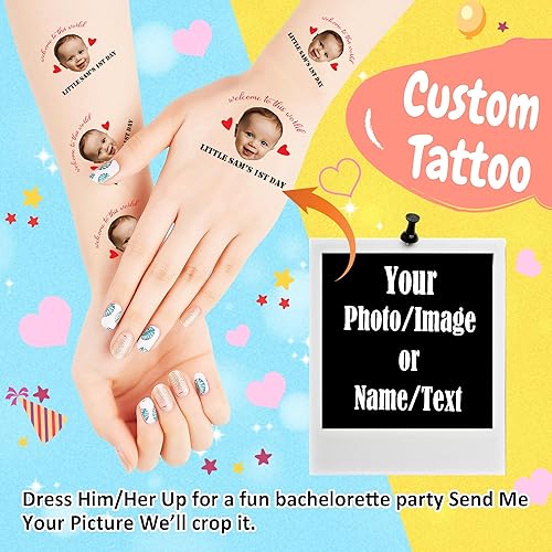 Miniatura 2 de Calcomanías temporales personalizadas, tatuajes personalizados con nombre, fecha y fotos de tu amor para fiestas, Halloween, Navidad, calcomanías