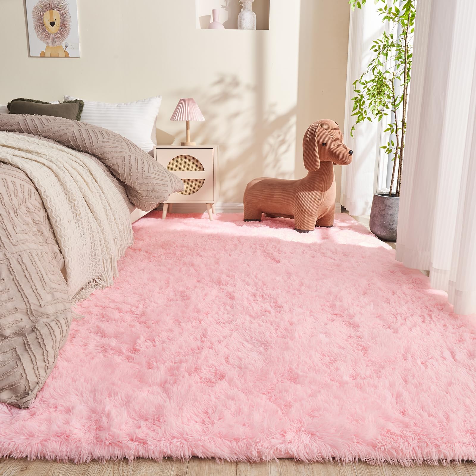 OPPODREAM 4x6 Pink Rugs for Bedroom Ultra-Soft Fluffy Area Rugs for Living Room 4 x 6 Shag Carpet
