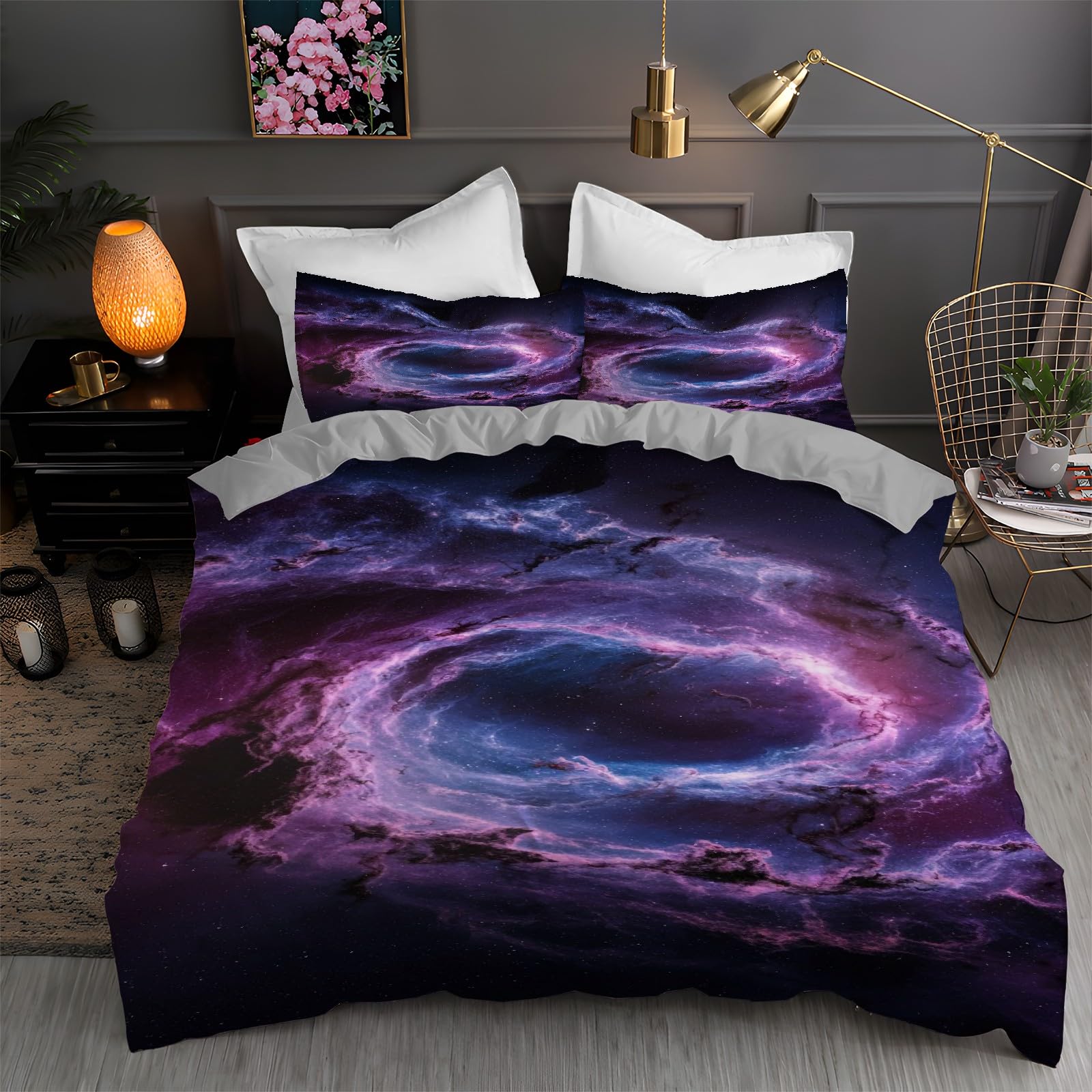 Housse de couette 200x200 cm super doux lit 2 personnes parure de lit viola respirante
